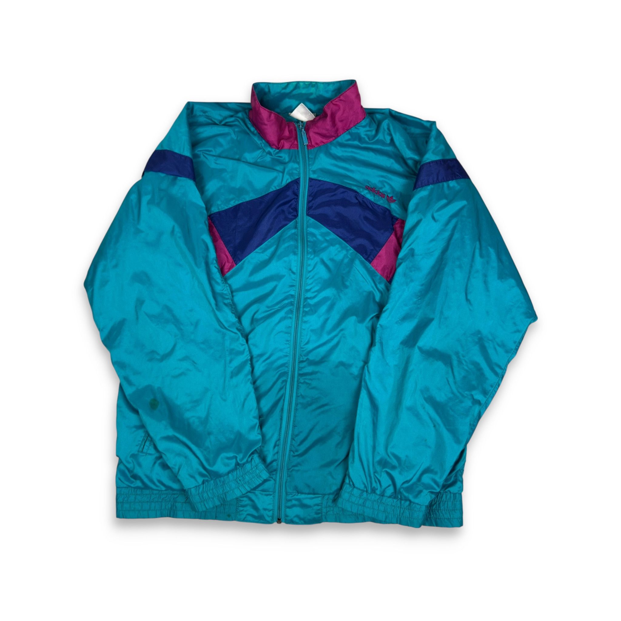 Adidas VTG Adidas Mens Aqua Long Sleeve Full Zip Windbreaker Jacket Size US L / EU 52-54 / 3 - 1 Thumbnail