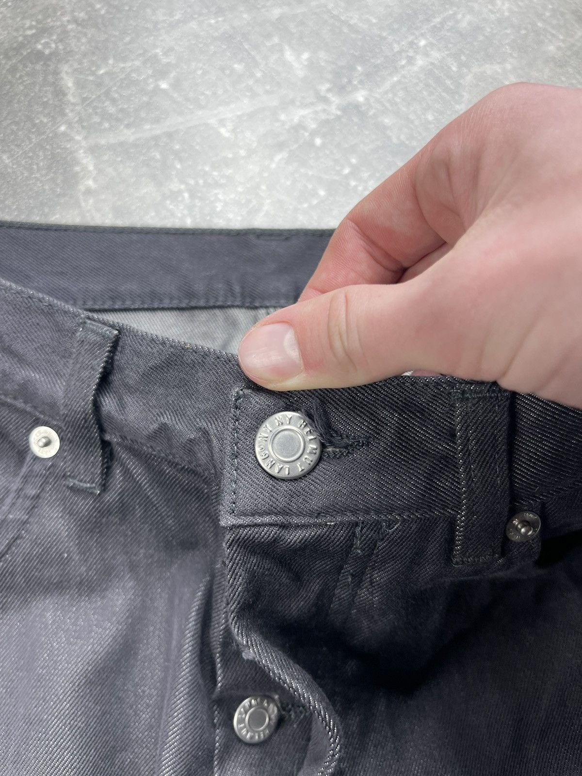Helmut Lang Helmut Lang Archives 00s Gray Raw Silk Denim Straight Jeans Size US 28 / EU 44 - 10 Thumbnail