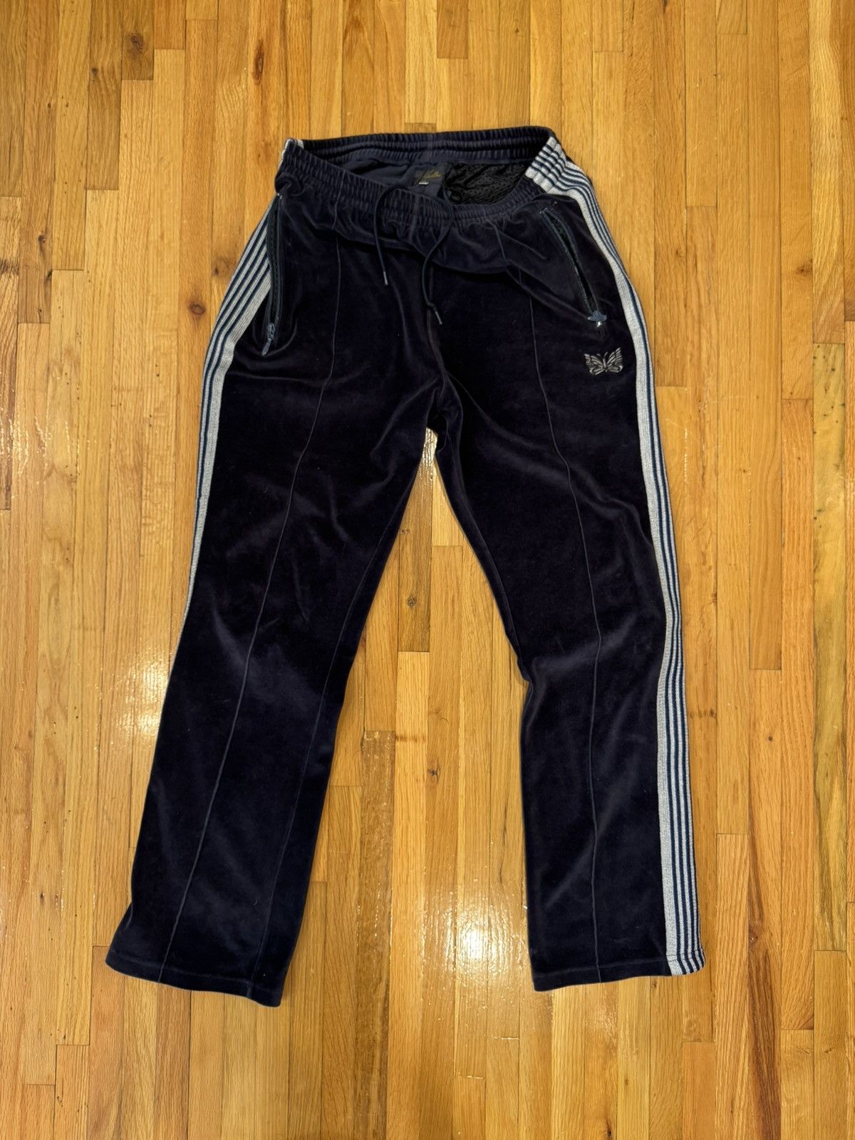 Pre-owned Needles Navy Velour Track Pant 2018 Og In Blue