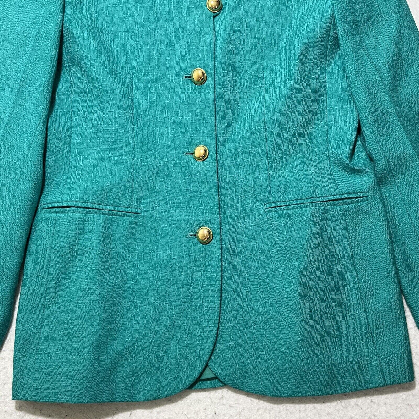 Other Kasper For A.S.L. 8 Teal Green Blue Blazer Jacket Career Size M / US 6-8 / IT 42-44 - 4 Thumbnail