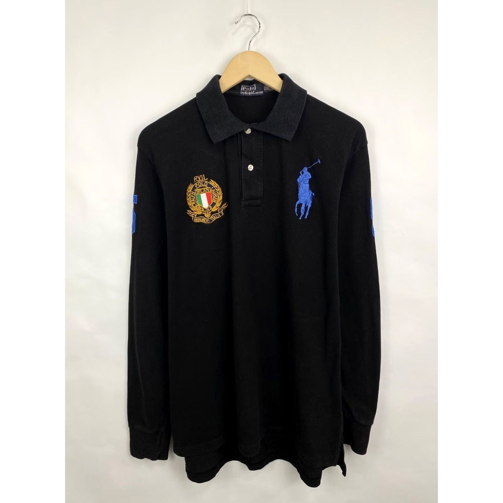 Ralph Lauren VINTAGE Ralph Lauren Polo Milano Italy Long Sleeve XL/XXL Black 90s Mens Polo Size US XL / EU 56 / 4 - 3 Thumbnail