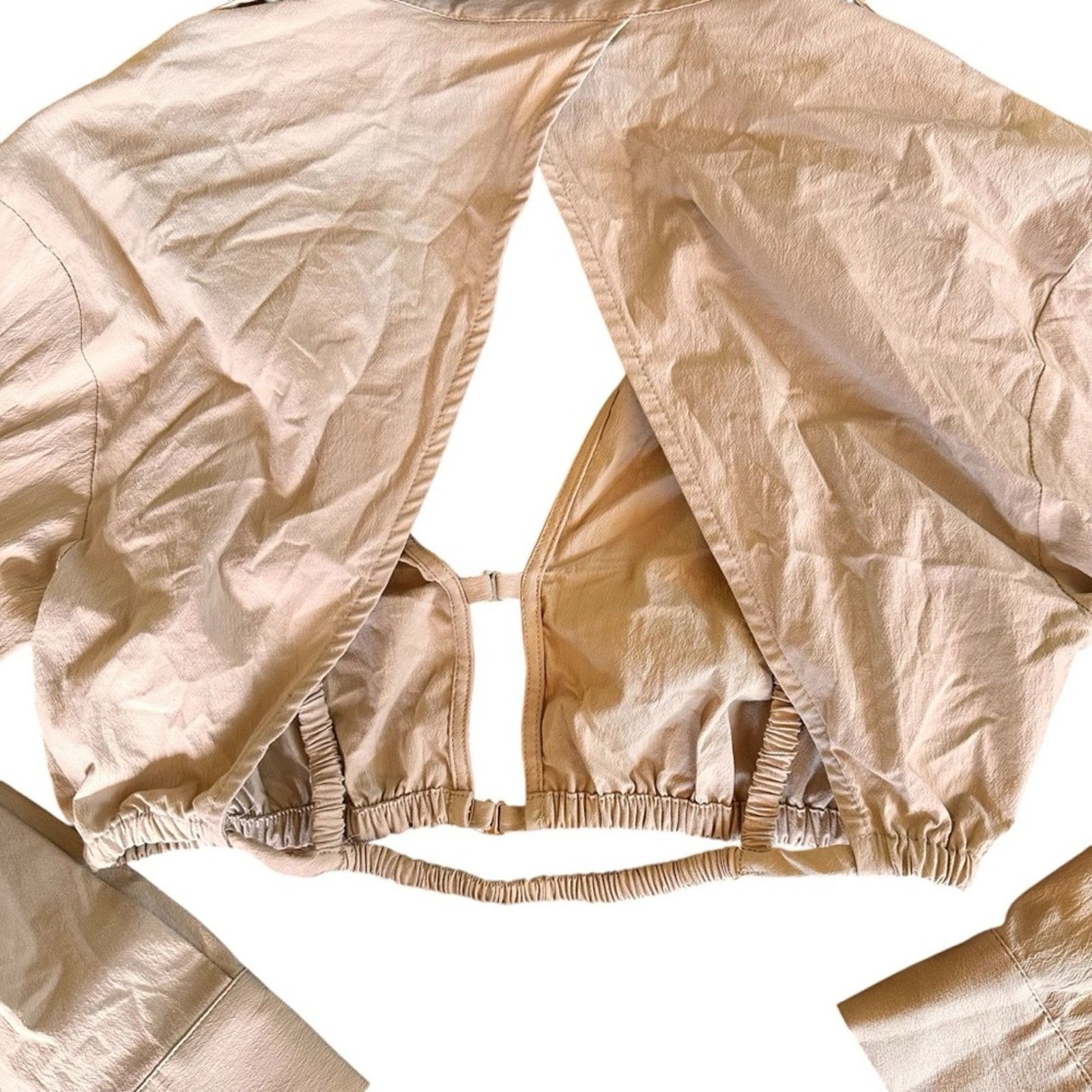 Zara Zara Cropped Collared Blouse – Tan/Cream – Size S – EUC Size S / US 4 / IT 40 - 7 Thumbnail