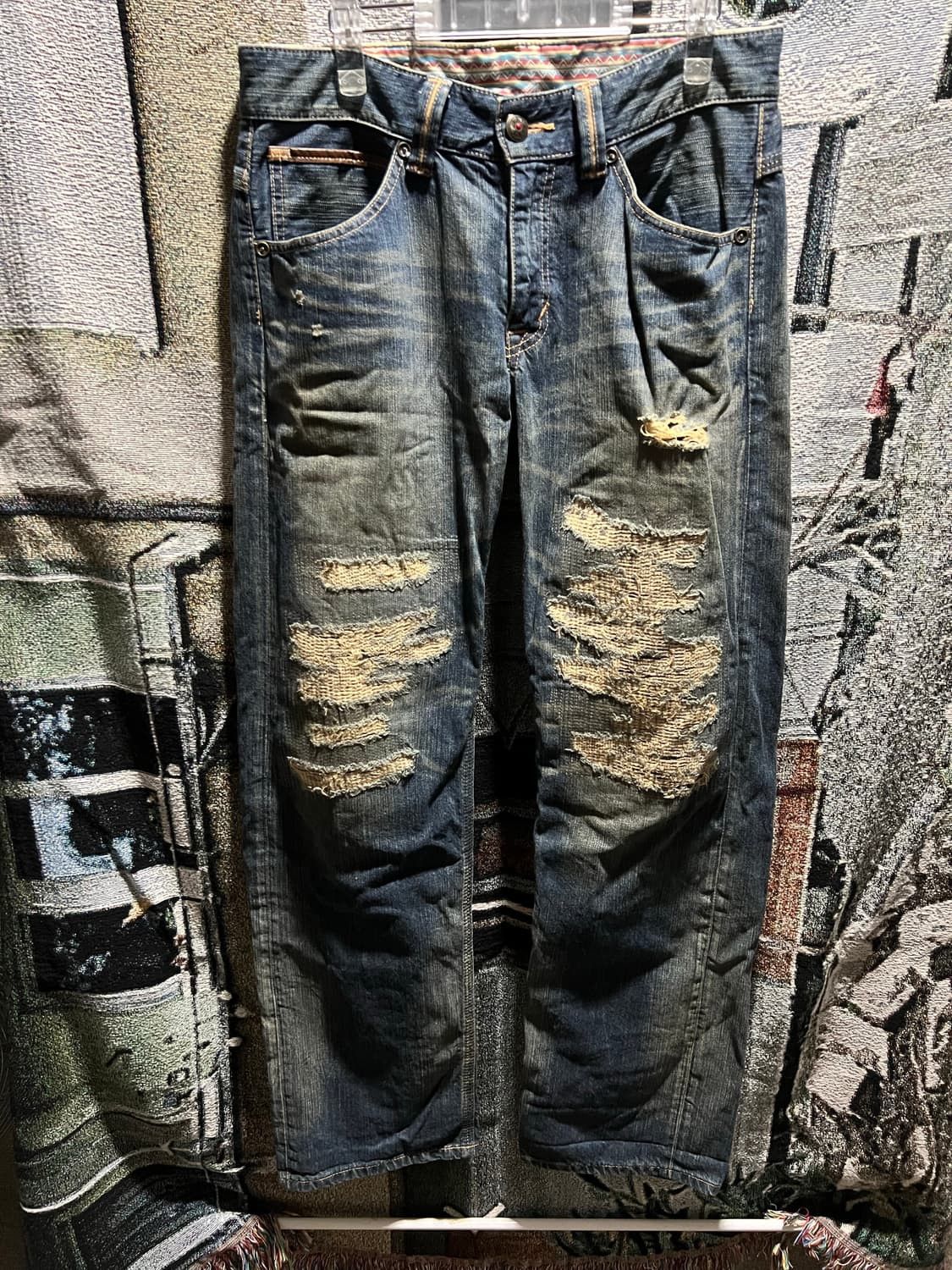 Edwin (SOLD OUT)Edwin medium blue western damage denim pants Size US 32 / EU 48 - 1 Thumbnail