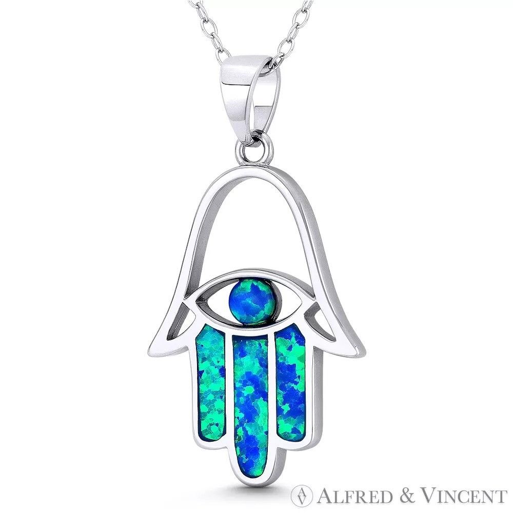 Other Hamsa Hand Evil Eye Charm Created Opal 33x18mm Pendant Size ONE SIZE - 1 Preview