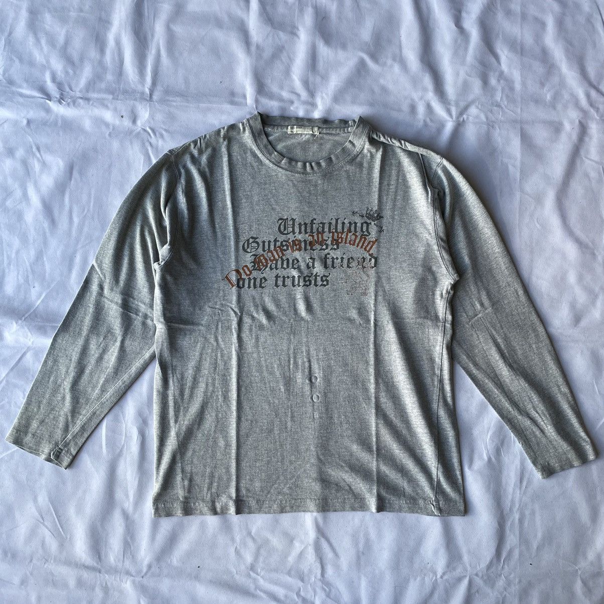 Beauty Beast × If Six Was Nine × Japanese Brand Japanese Unconstraint Poem No Man Is An Island Long Sleeve Size US M / EU 48-50 / 2 - 1 Thumbnail