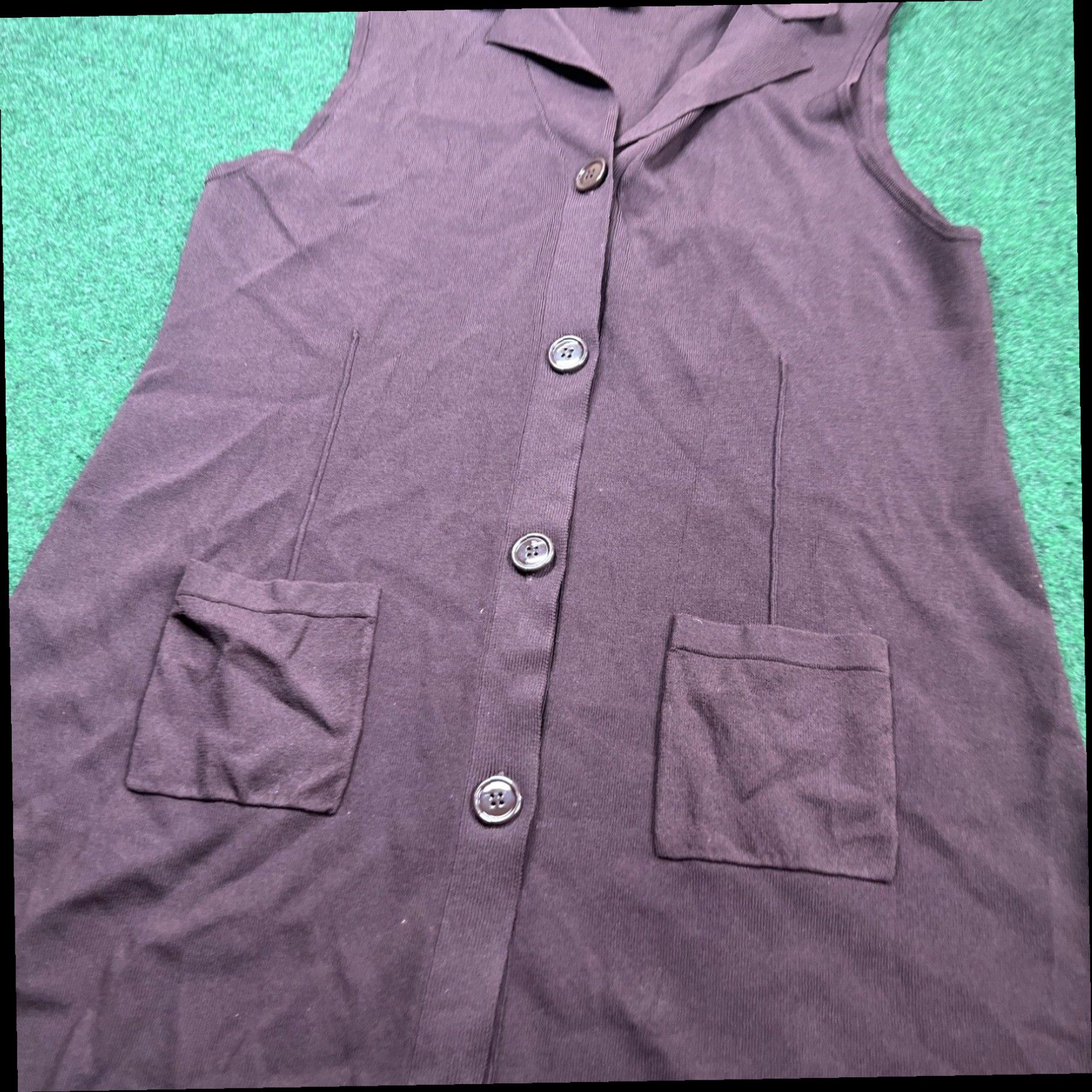 Vintage Cable & Gauge Sport Dress Button Women's XL Sleeveless 2 Pockets Brown Size XL / US 12-14 / IT 48-50 - 2 Thumbnail