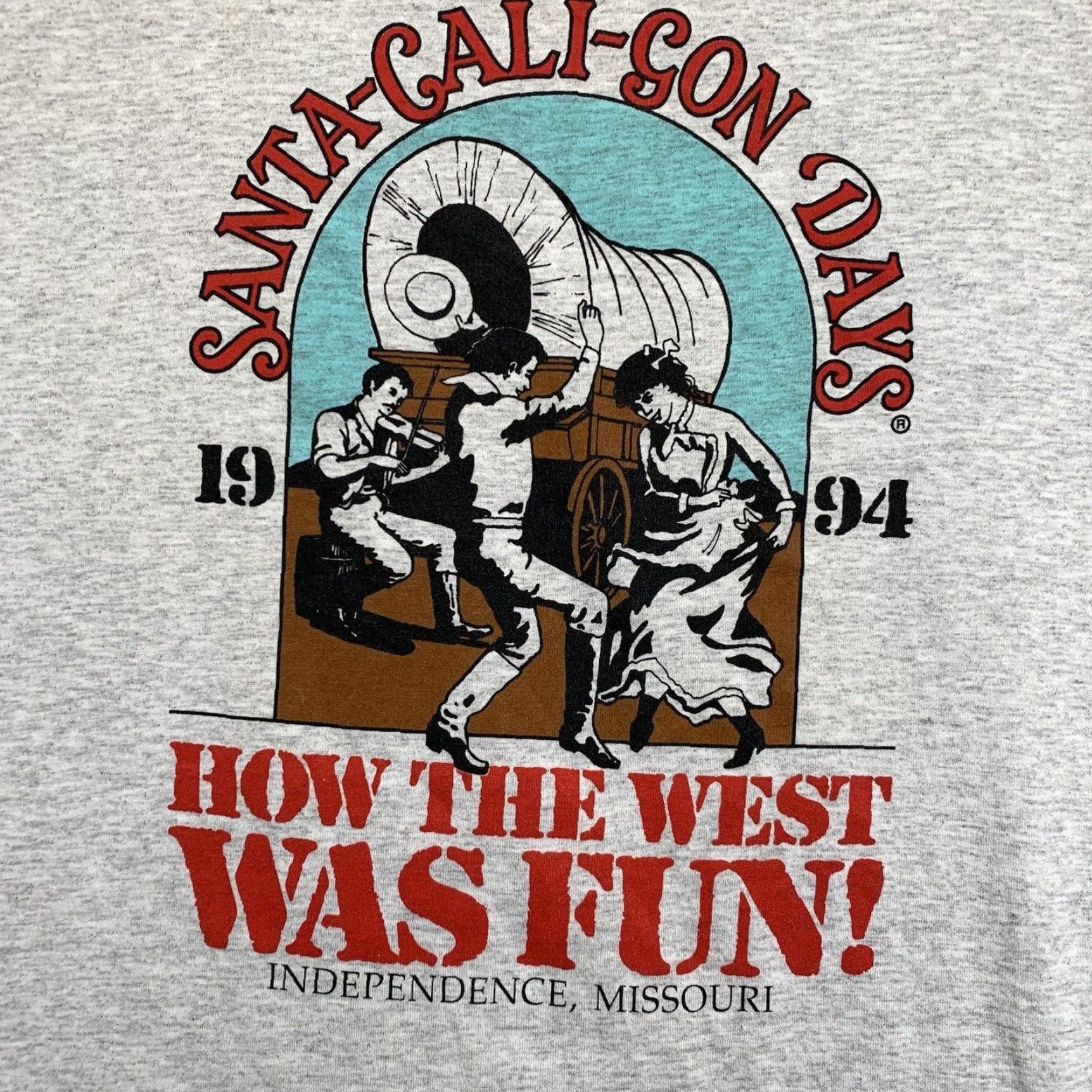 Hanes VINTAGE 90s Hanes Graphic T-Shirt Men’s Large Country Dance Horse Wagon Unisex Gray Size US L / EU 52-54 / 3 - 2 Thumbnail