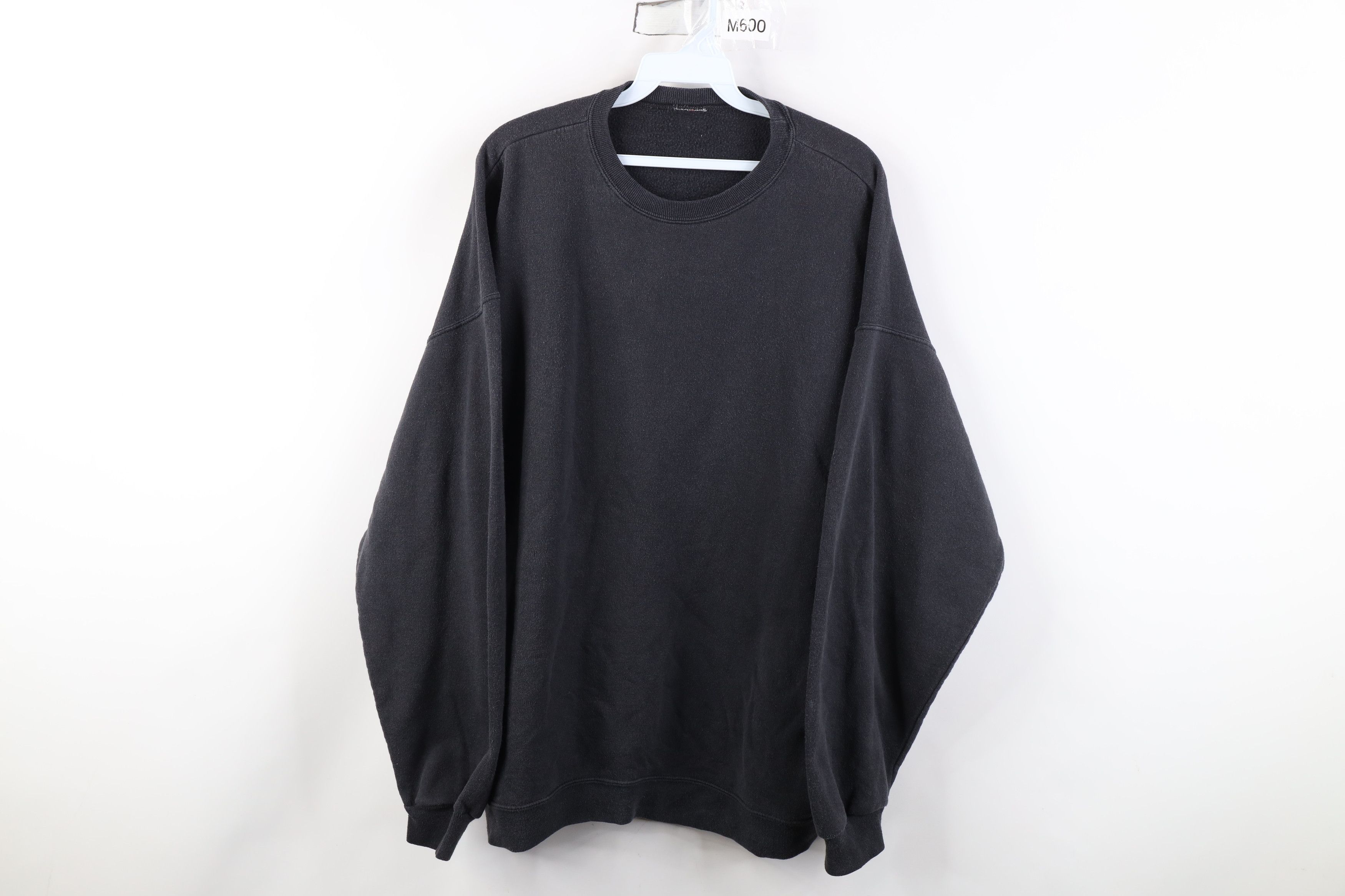 Vintage Vintage 90s Streetwear Faded Blank Crewneck Sweatshirt Black Size US XXL / EU 58 / 5 - 1 Thumbnail