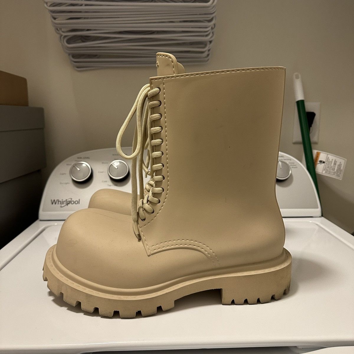 Pre-owned Balenciaga 1 Of 1 Cancelled Steroid Boots In Off White