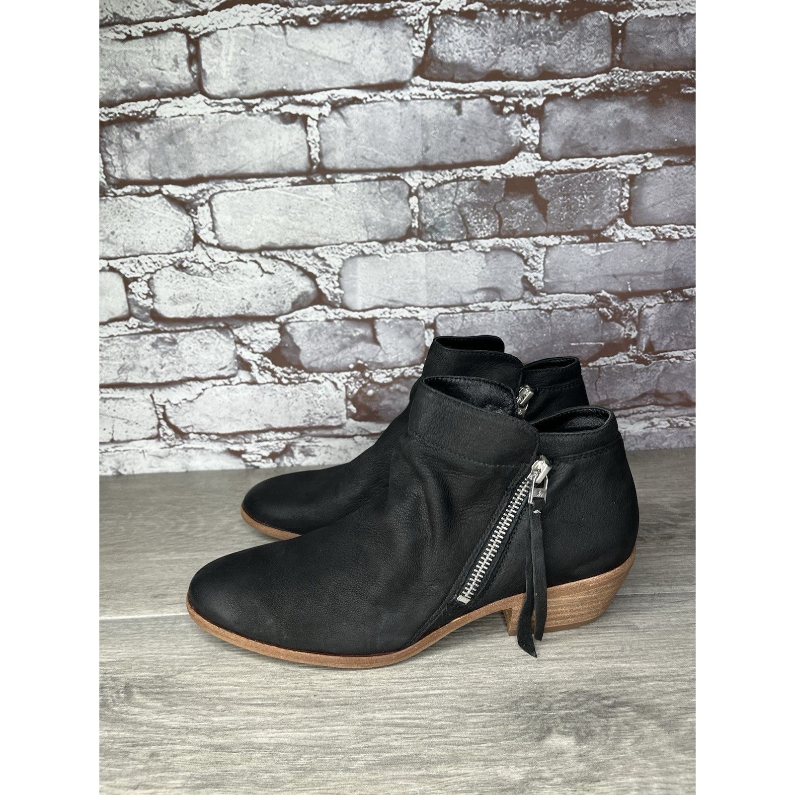 Sam Edelman SAM EDELMAN Packer Black Nubuck Leather Zip Ankle Boots Wome Size US 7.5 / IT 37.5 - 15 Thumbnail
