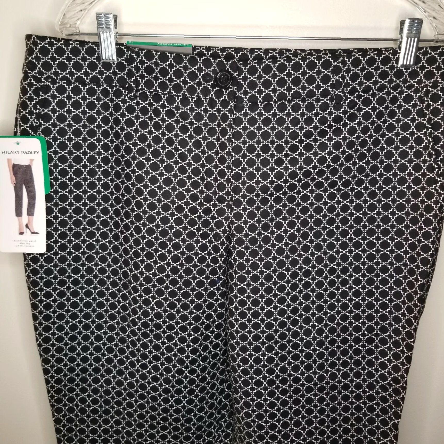 Vintage HILARY RADLEY Dress Pants Women Black White Size 12 NWT Regular Pants Womens Size 34" / US 12 / IT 48 - 2 Thumbnail