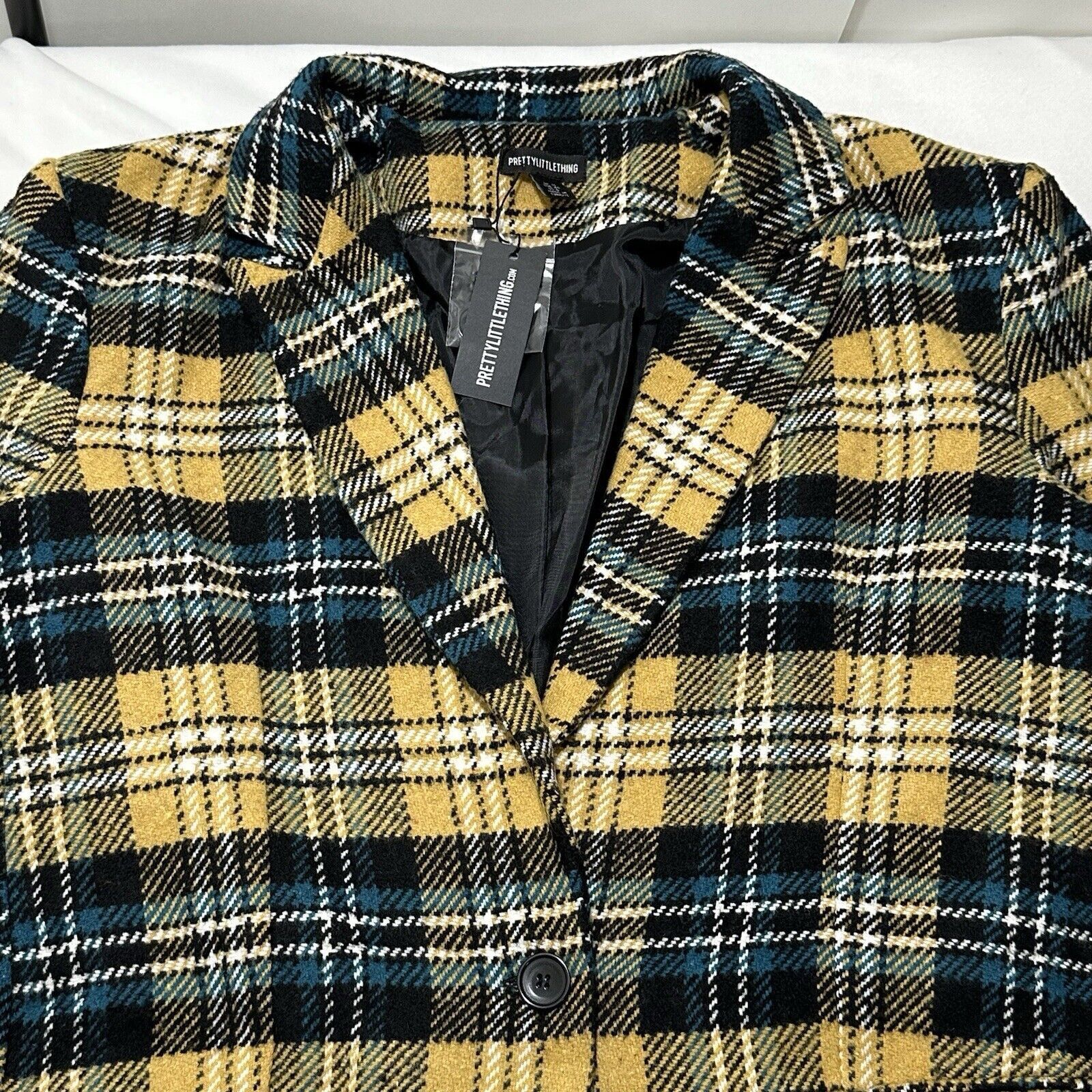 Other PrettyLittleThing Yellow Check Print Wool Blazer 8 Jacket Size M / US 6-8 / IT 42-44 - 2 Thumbnail
