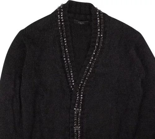 Amiri o1gr1nt1024 Embellished Mohair Cardigan in Black Size US S / EU 44-46 / 1 - 3 Thumbnail