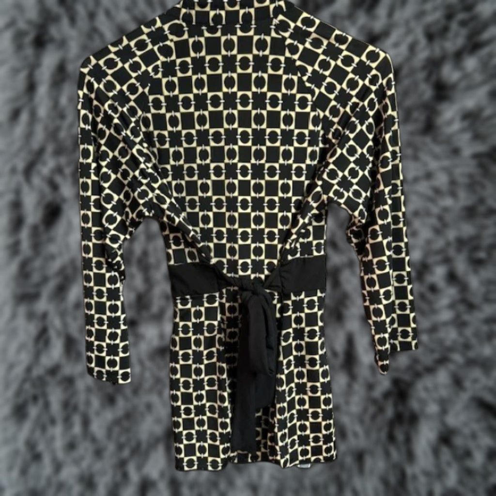 Vintage VINTAGE Blouse Tunic Geometric Buckle Belted Office 70s 90s Groovy JTB Women M Black Womens Size M / US 6-8 / IT 42-44 - 1 Thumbnail