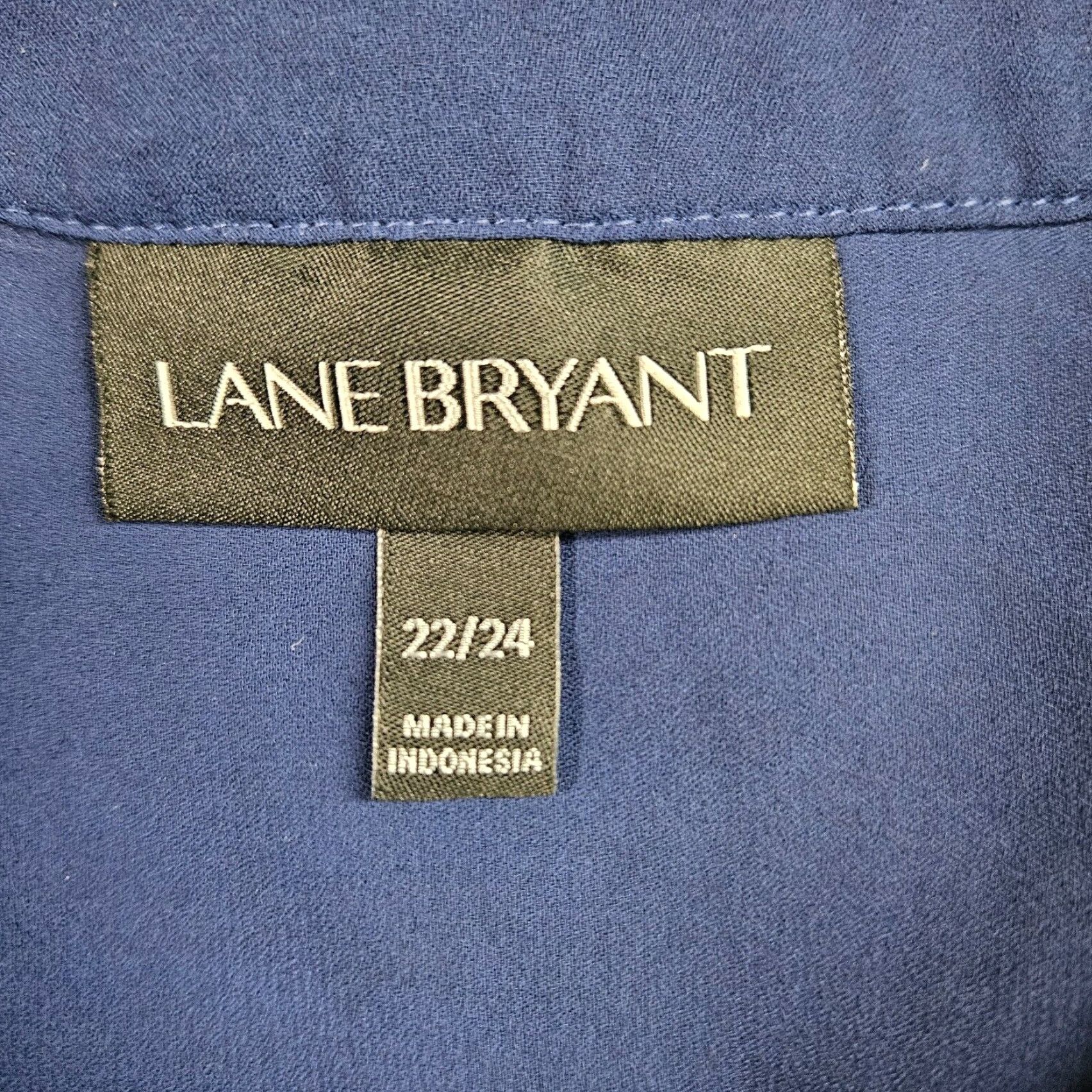 Vintage Lane Bryant Womens Blouse Sz 22/24 Blue Black Stitching Long Sleeve Size 3XL / US 20-22 - 6 Thumbnail