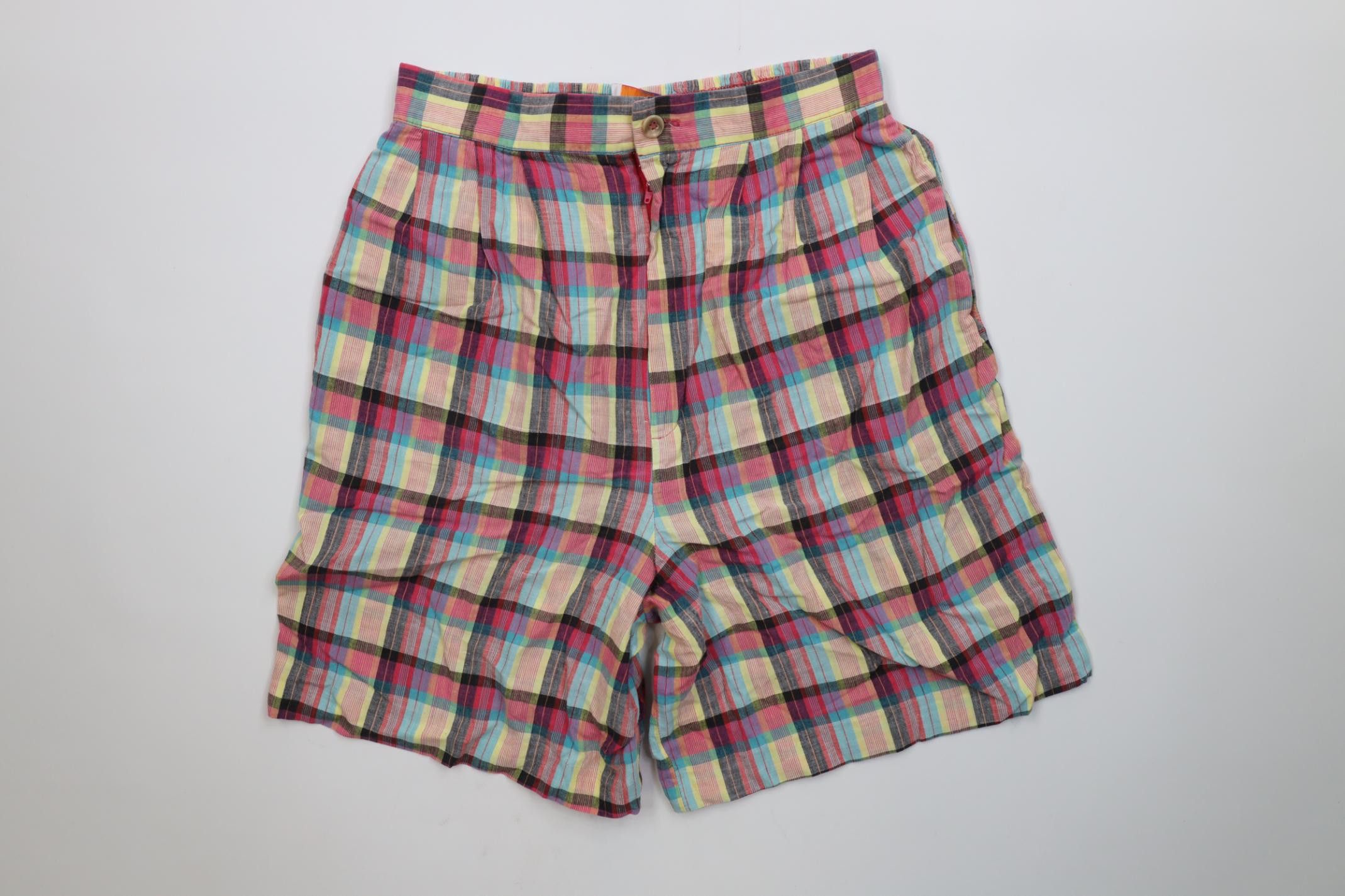 Vintage Vintage 90s Streetwear Madras Pleated Chino Shorts Cotton Size US 30 / EU 46 - 1 Thumbnail