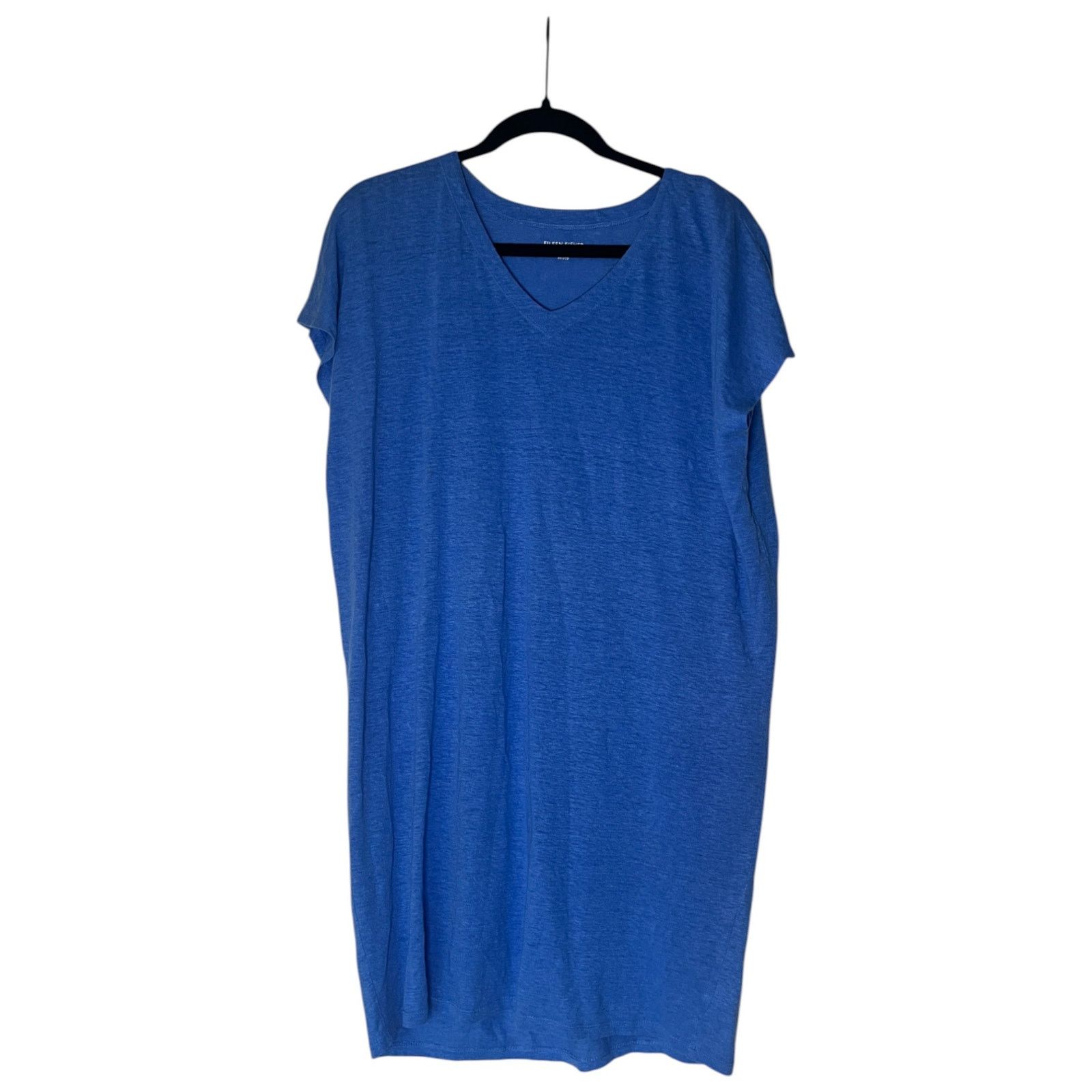 Eileen Fisher Eileen Fisher Organic Linen Jersey V-Neck T-Shirt Dress XXSP Size XS / US 0-2 / IT 36-38 - 2 Thumbnail