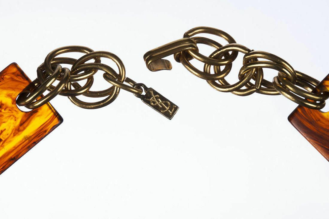 Yves Saint Laurent Yves Saint Laurent Rectangular Tortoise Shell Chain Necklace Size ONE SIZE - 3 Thumbnail