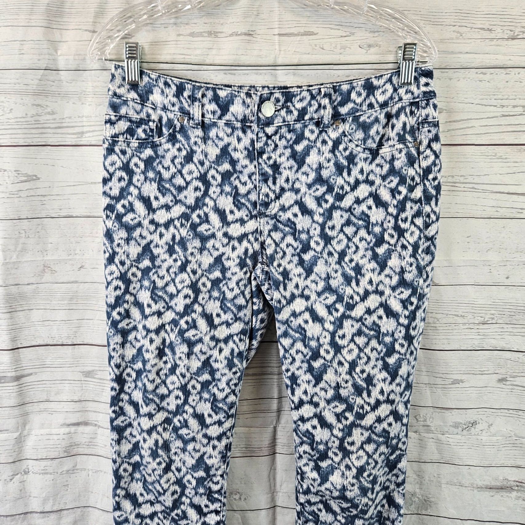 Vintage Chico's Womens Skinny Jeans Sz 2 Blue White Mid Rise Cotton Blend Denim Inseam 29 Womens Size 26" / US 2 / IT 38 - 2 Thumbnail