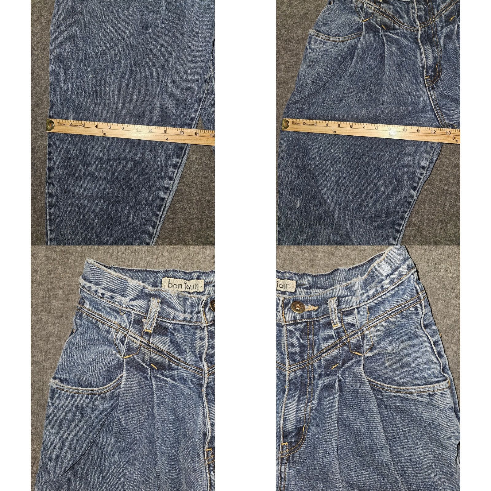 Vintage VINTAGE BonJour Jeans Womens 9/10 Blue High Rise Tapered Pleated Denim 90s Pants Size 30" / US 8 / IT 44 - 8 Thumbnail