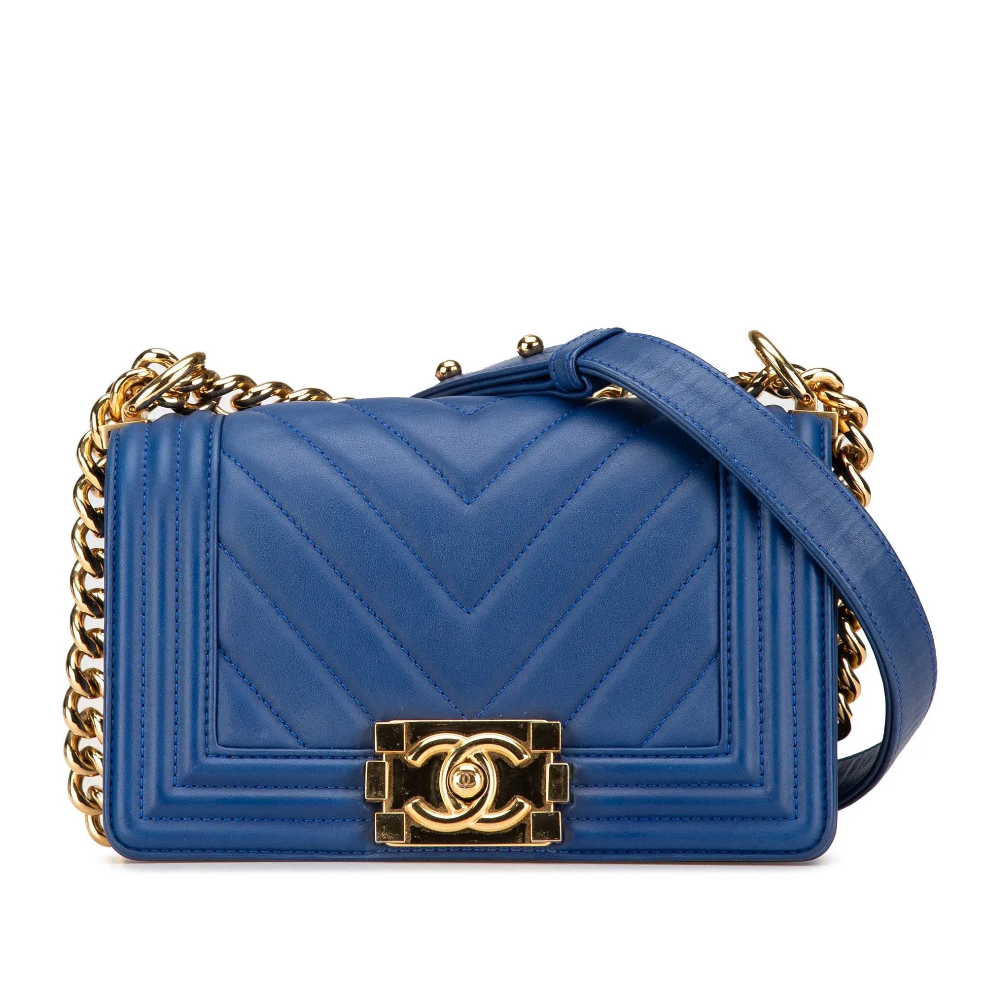 Chanel os11x0126 Size: OS / Small Chevron Lambskin Flap Bag In Blue Size ONE SIZE - 1 Thumbnail