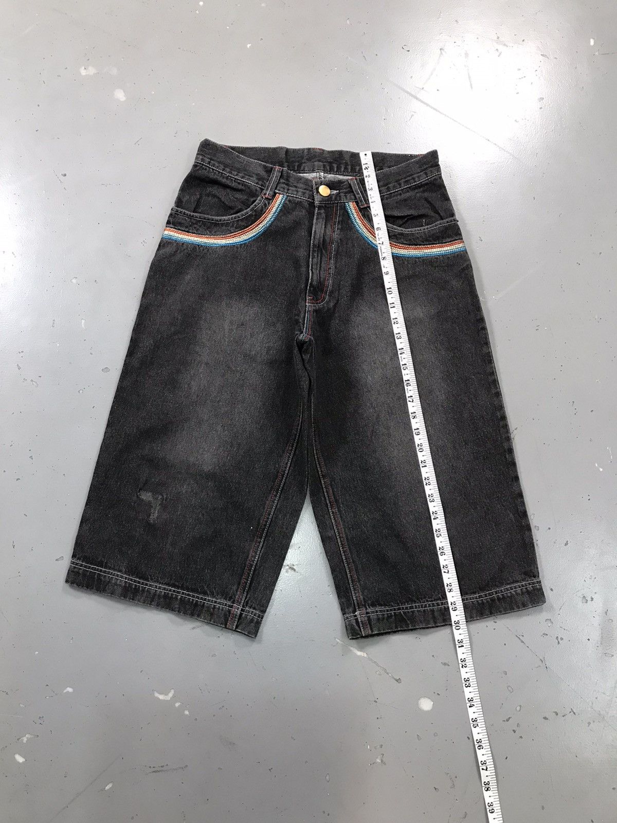 JNCO × Southpole × Vintage Vintage faded Y2K rainbow stitch denim jort Size US 32 / EU 48 - 3 Thumbnail