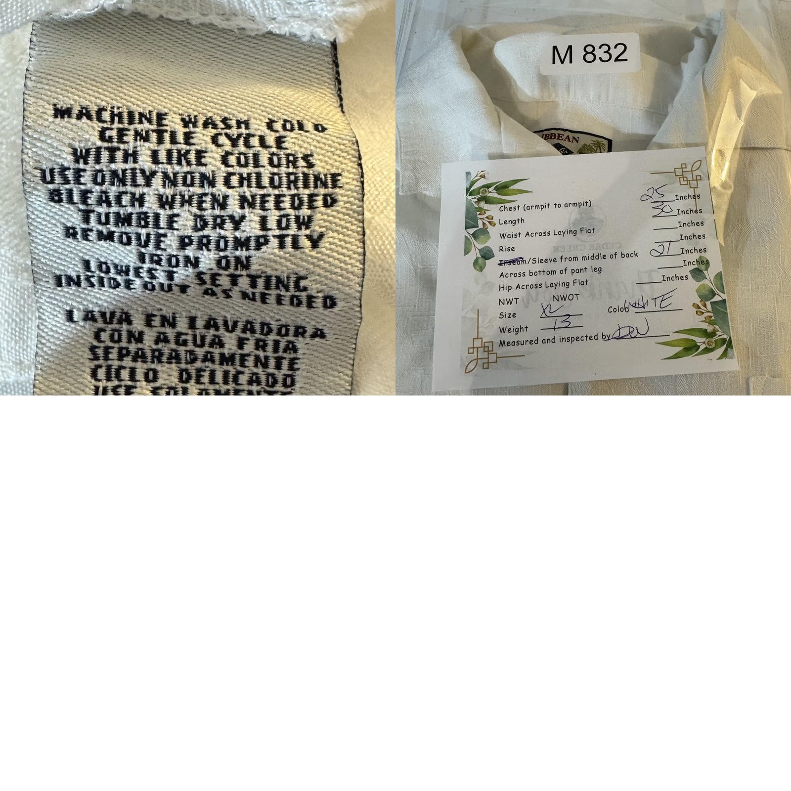 Vintage Caribbean Joe Shirt Mens XL White Camp Cuban Collar Button Front Pocket Jacquard Size US XL / EU 56 / 4 - 9 Thumbnail