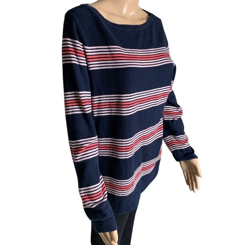 Tommy Hilfiger Tommy Hilfiger Men's Large Pullover Sweater Stripped Blue Size US L / EU 52-54 / 3 - 2 Thumbnail