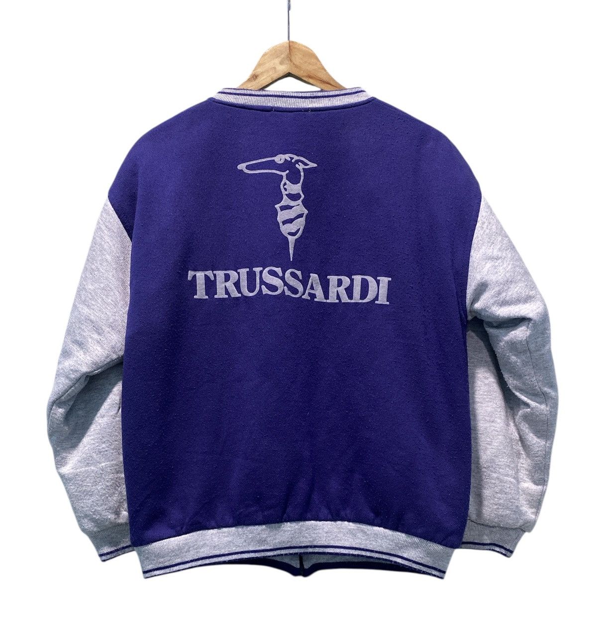 Trussardi Vintage Trussardi Varsity Big Logo Bomber Jacket Size US M / EU 48-50 / 2 - 1 Thumbnail