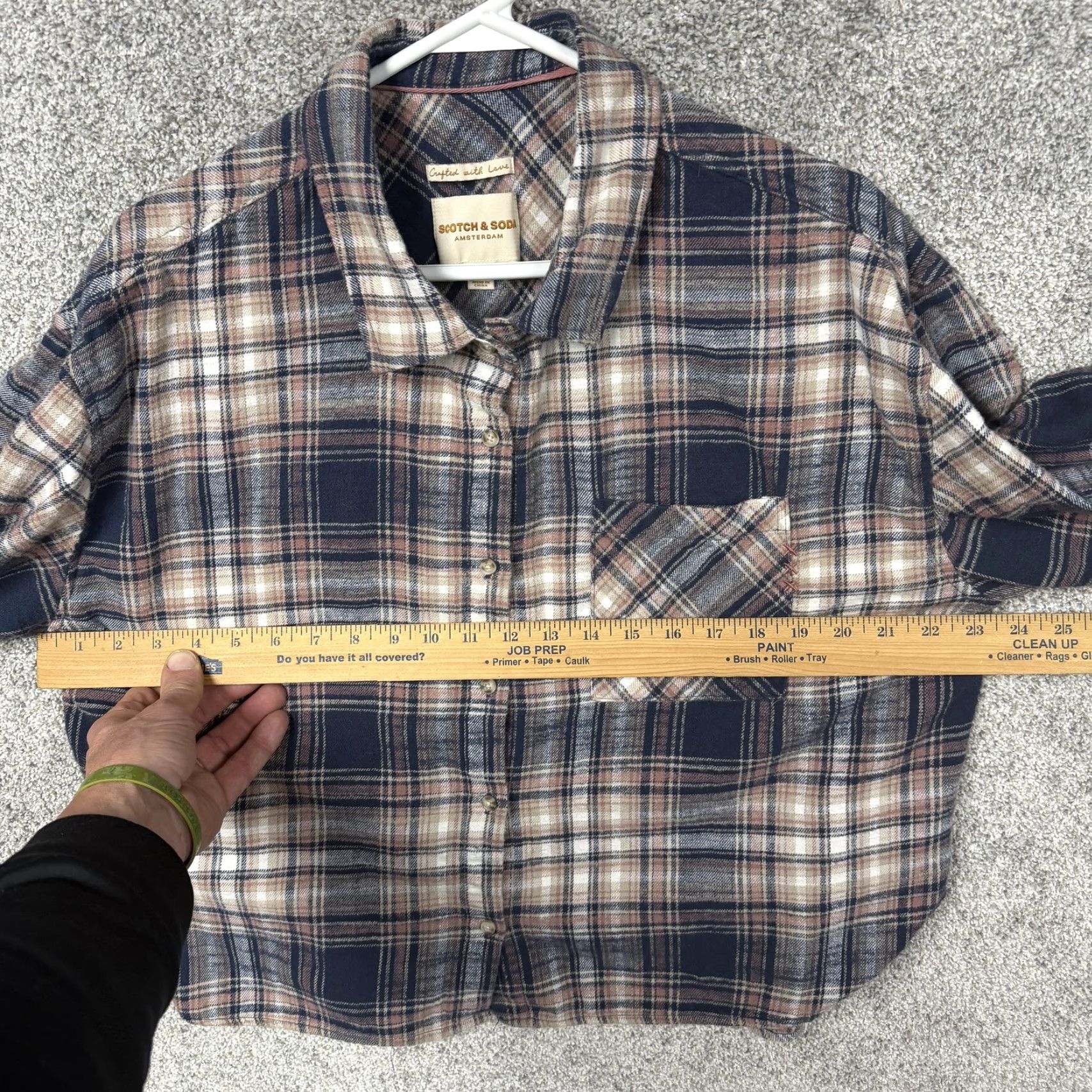 Scotch & Soda Scotch & Soda Womens XL Button-Up Shirt Plaid Flannel Blue Pink Tan Cream Long Sleeve Casual Vintage Grunge Size XL / US 12-14 / IT 48-50 - 5 Thumbnail