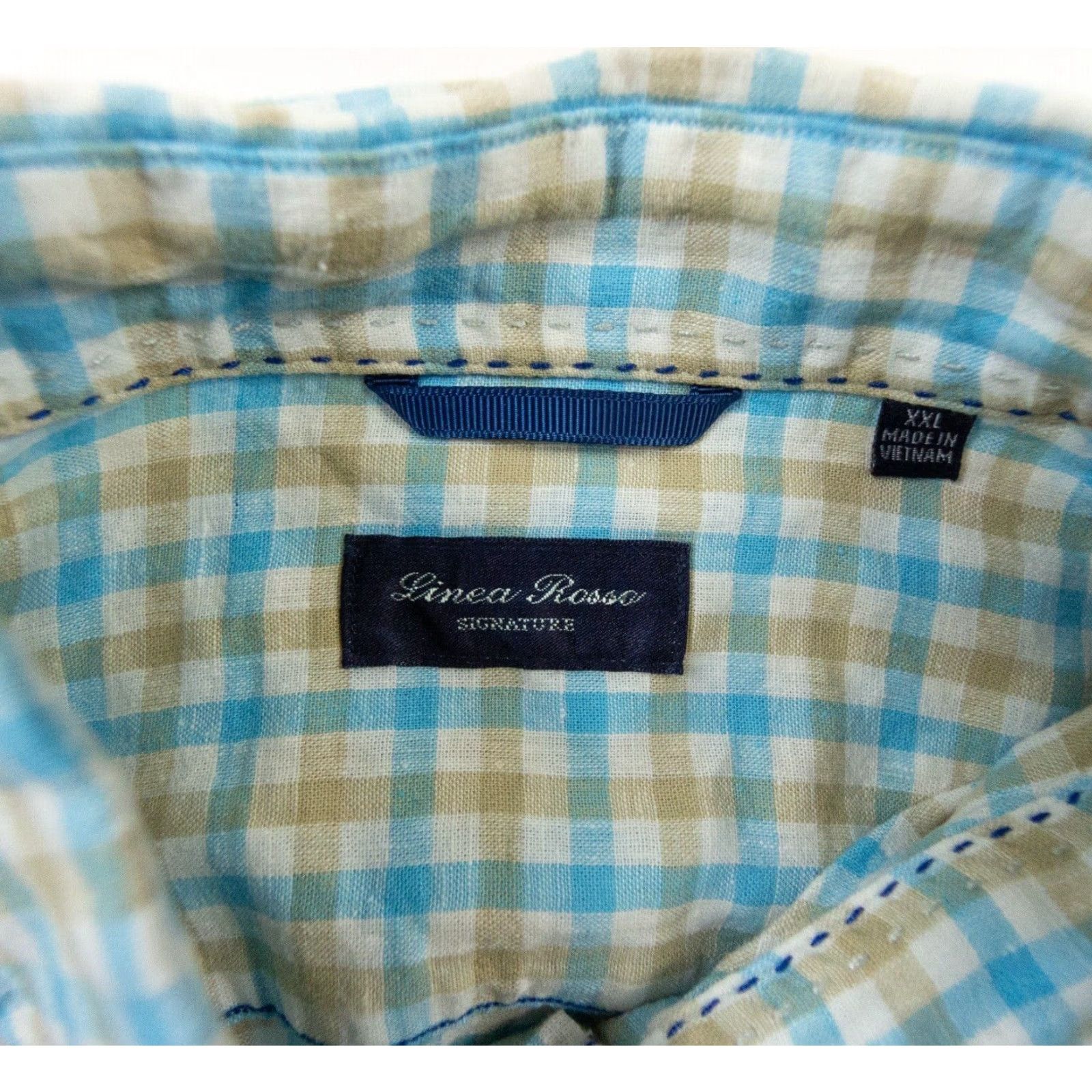 Vintage Linea Rossa Shirt 2XL Blue Linen Cotton Button-Down Collared Long Sleeve Regular Fit Mens Size US XXL / EU 58 / 5 - 6 Thumbnail