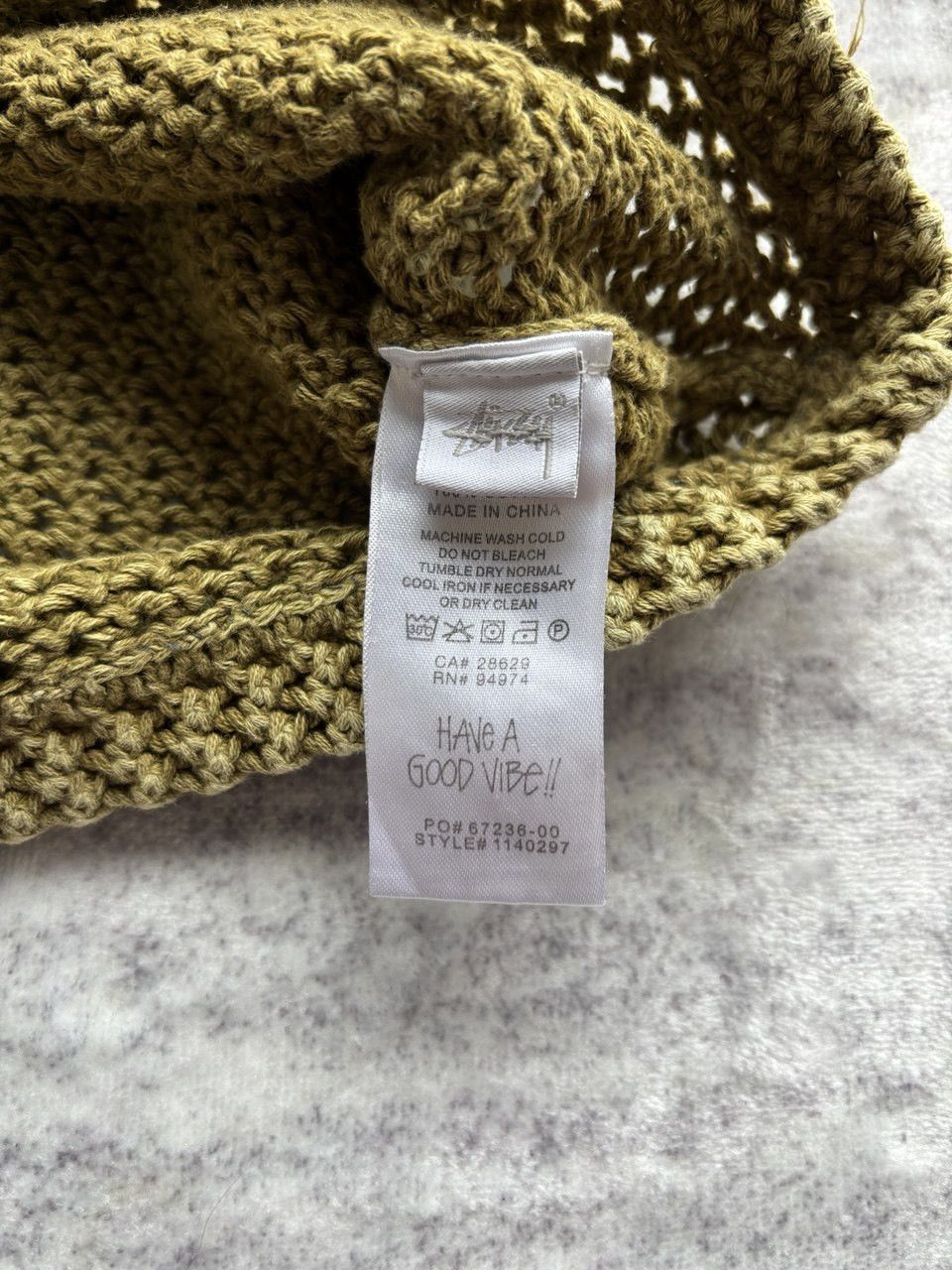 Stussy Stussy O'dyed Mesh Crew (Khaki) Size US L / EU 52-54 / 3 - 9 Thumbnail