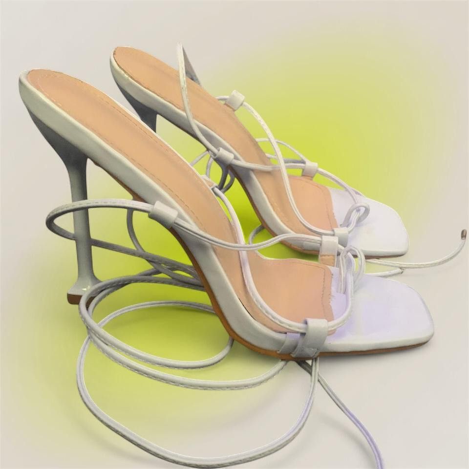 Other White Lace-up Block Heels Size US 8 / IT 38 - 2 Thumbnail