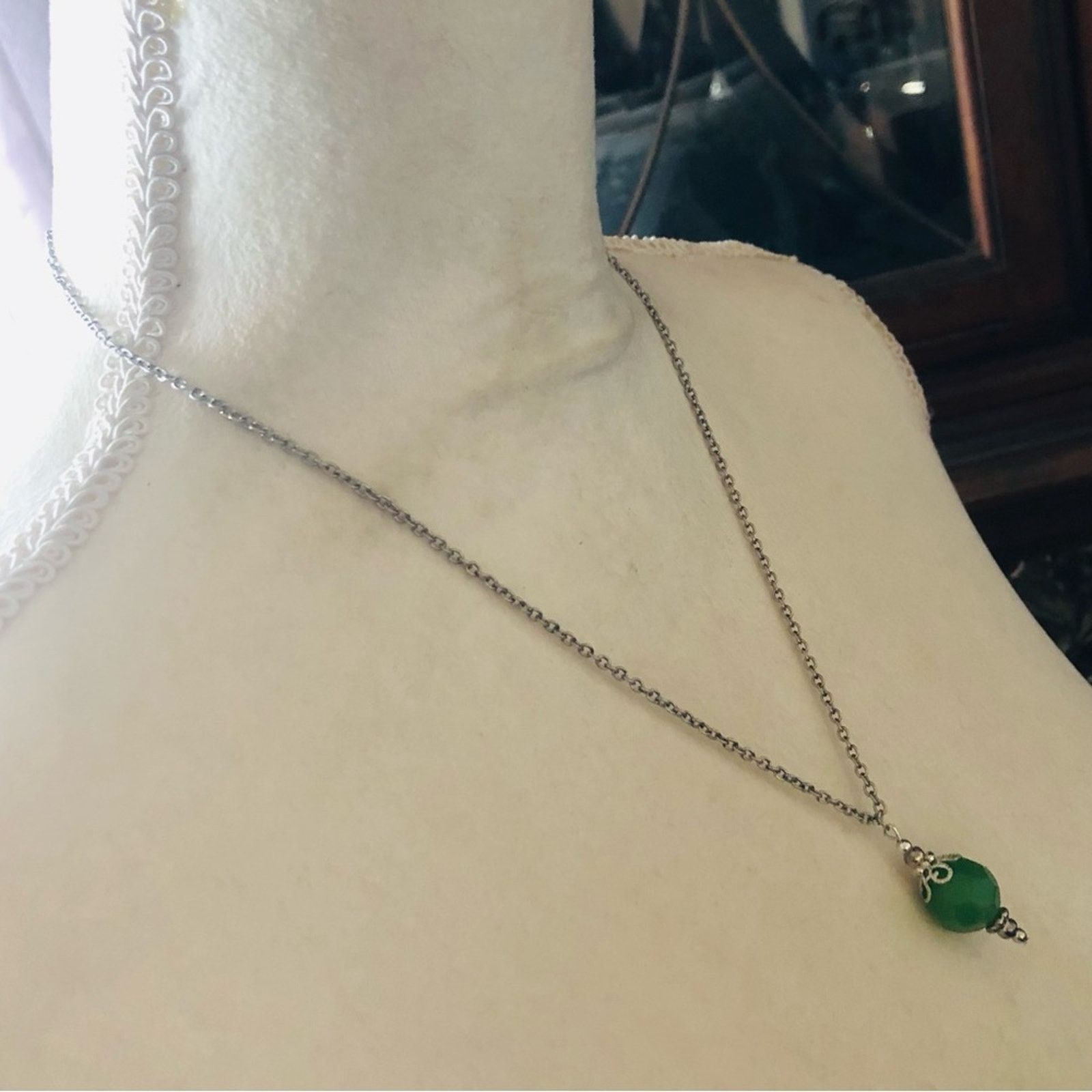 Handmade Hand crafted faceted green chalcedony cap necklace Size ONE SIZE - 4 Thumbnail