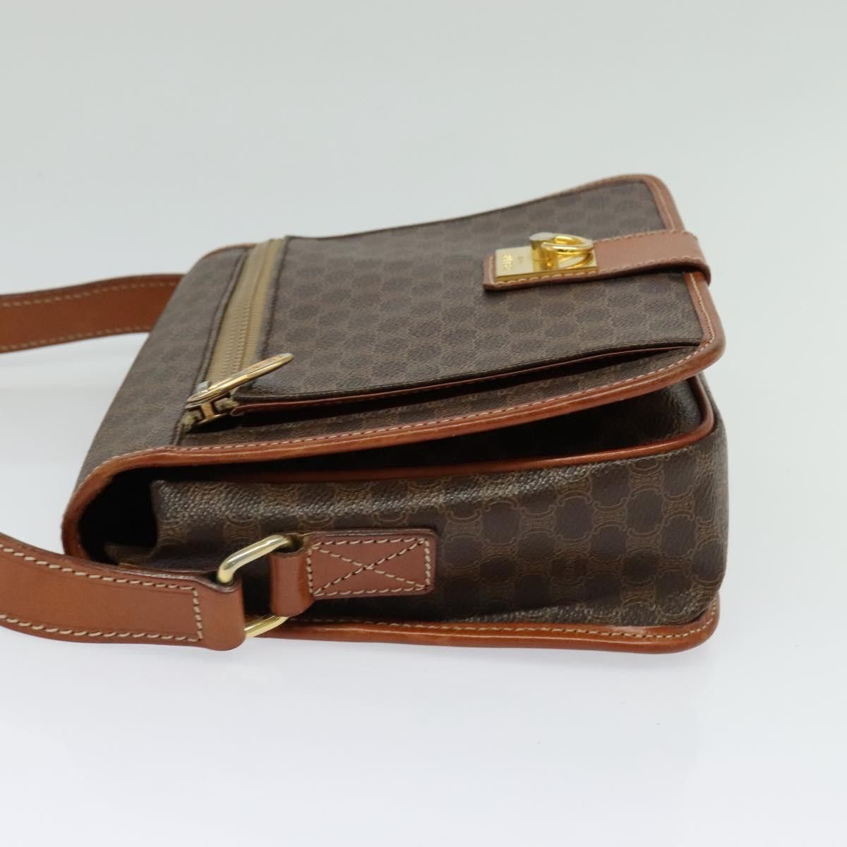Celine CELINE Macadam Canvas Shoulder Bag Pvc Leather Brown Gold Size ONE SIZE - 4 Thumbnail