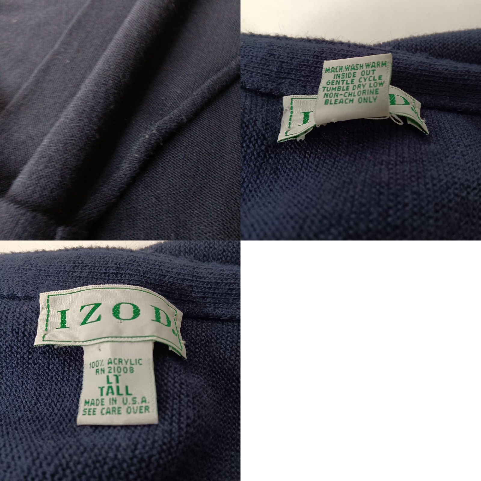 Izod VINTAGE IZOD Mens Large Tall Cardigan Sweater Button V Neck Blue Grandpa Logo Knit Kick 80s 70s Grunge Hipster Size US L / EU 52-54 / 3 - 9 Thumbnail