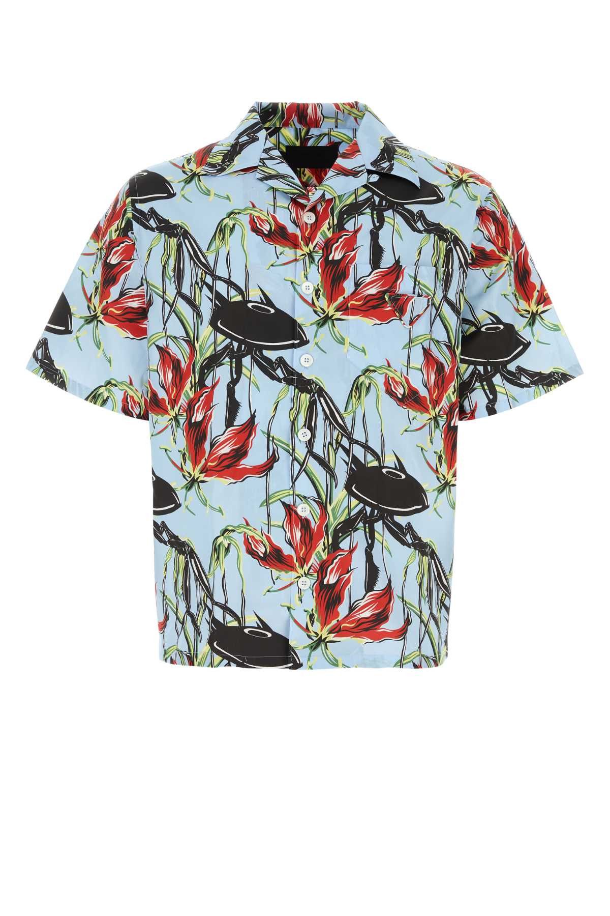 image of Prada Printed Poplin Shirt, Men's (Size Medium)