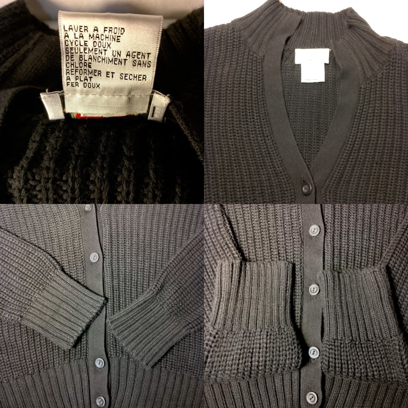 Talbots VINTAGE Talbots Cardigan Sweater Women Large Black Chunky-Knit V-Neck Classic Cotton Blend Japan Size L / US 10 / IT 46 - 8 Thumbnail