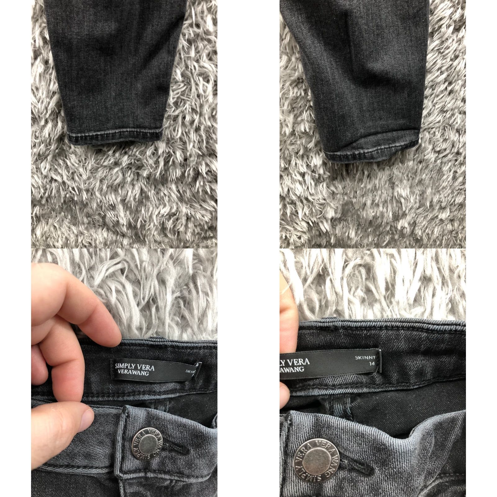 Vintage Vera Wang Jeans Size 14 Womens Mid Rise Dark Wash Gray Denim Skinny Size 36" / US 14 / IT 50 - 8 Thumbnail