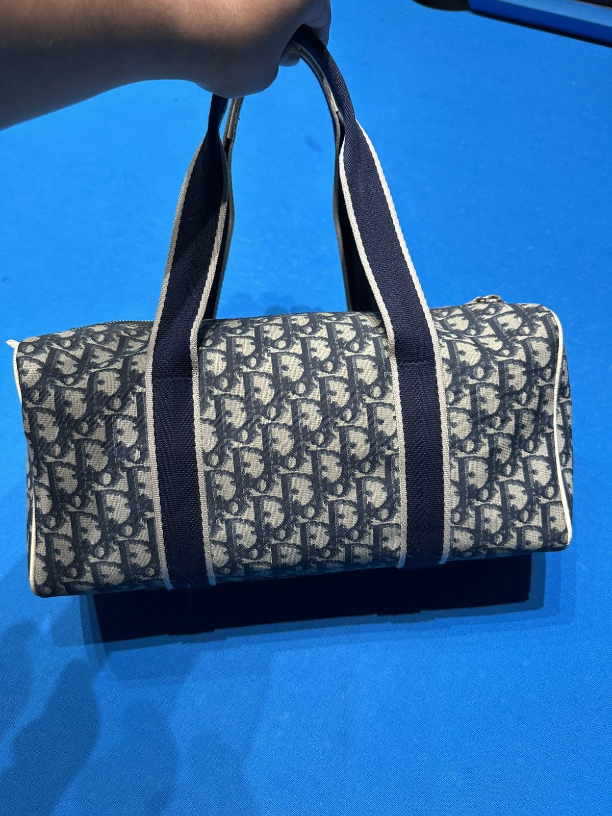 Christian Dior Monsieur × Dior × Vintage Dior Monogram Duffle Bag Blue Vintage Size ONE SIZE - 9 Thumbnail