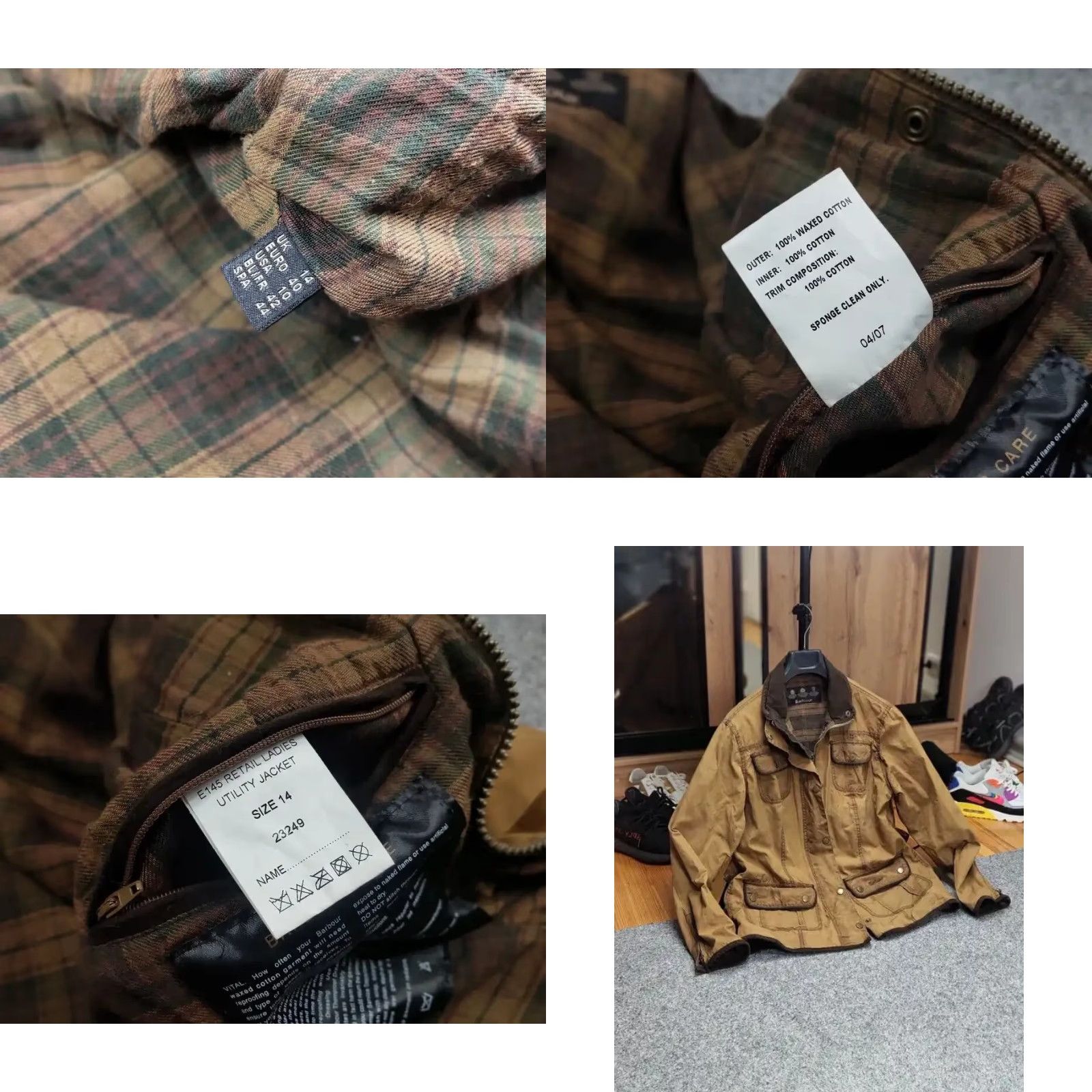 Barbour VINTAGE Barbour Women's Jacket Wax Brown Utility E145 Retail Ladies Regular Size L Leather? (Note: Original title contains 'Cotton' canvas etc.) Size L / US 10 / IT 46 - 11 Thumbnail