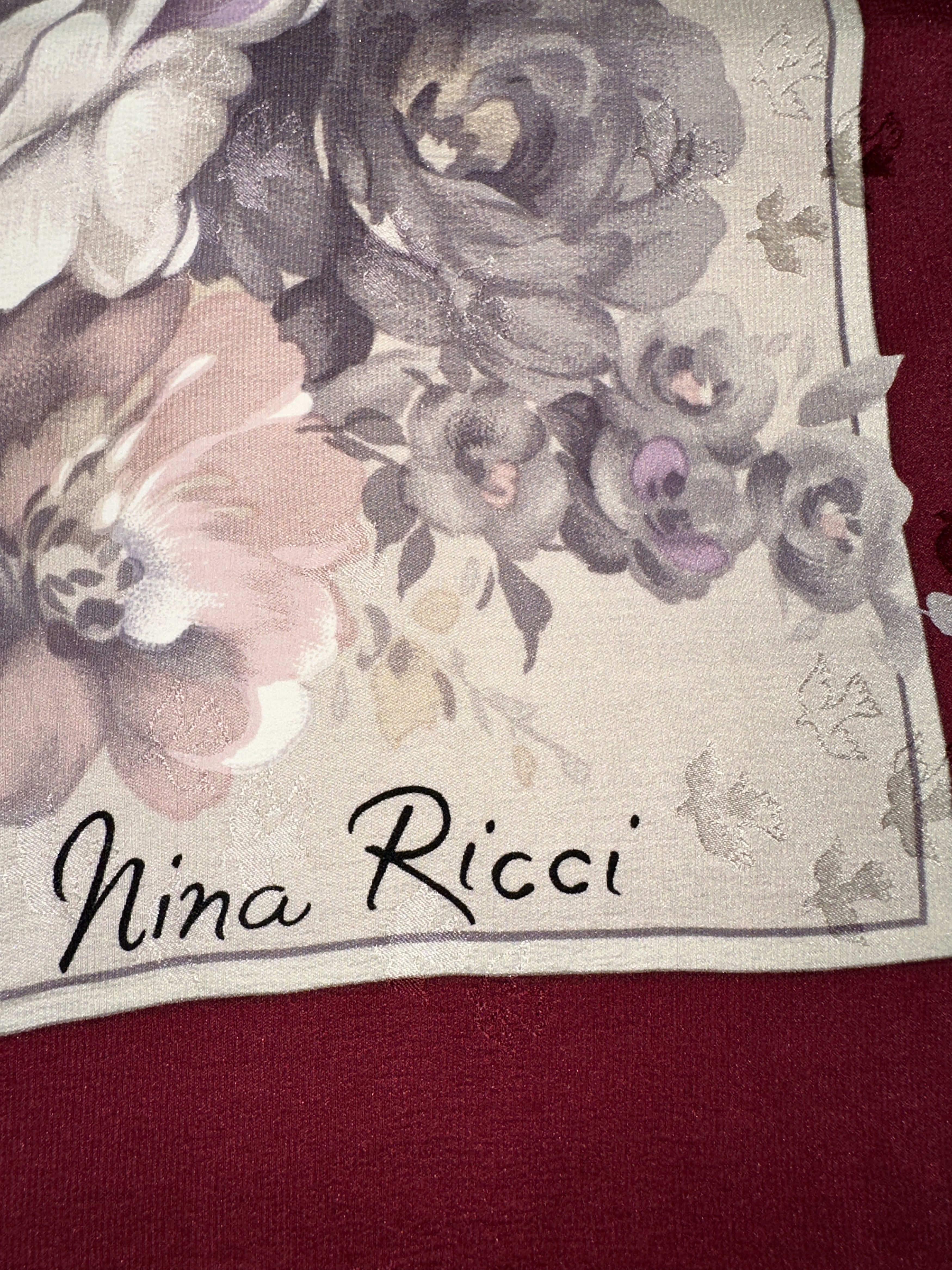 Nina Ricci Nina Ricci Floral Silk Scarf Temple Rose Border 75 x 75 cm Size ONE SIZE - 7 Thumbnail
