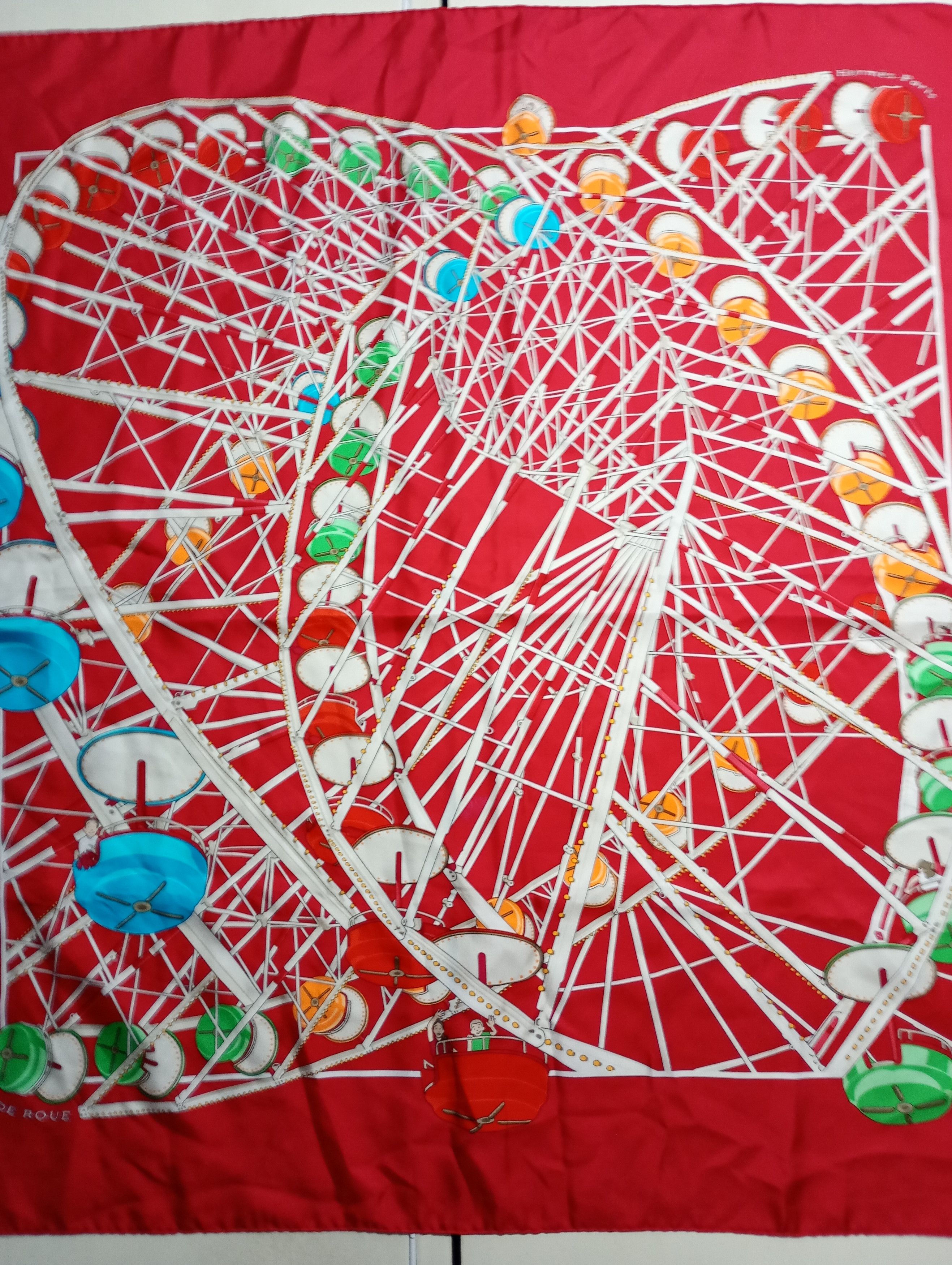 Hermes Hermès Red Grande Roue Carousel 90cm Silk Scarf Size ONE SIZE - 5 Thumbnail