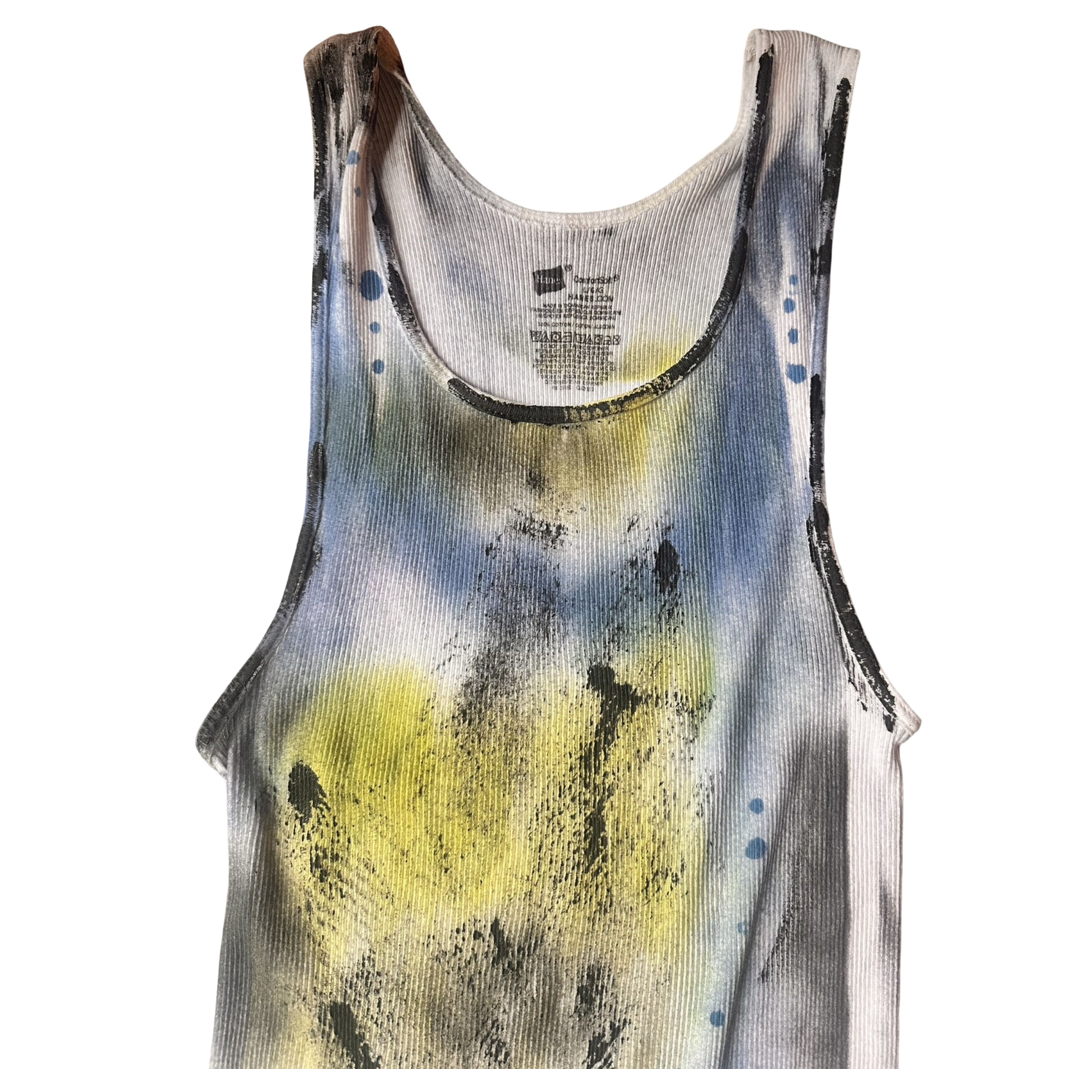 Hanes 'Atmos' White Blue/Yellow Graphic Print Tank Top - Large Size US L / EU 52-54 / 3 - 6 Thumbnail