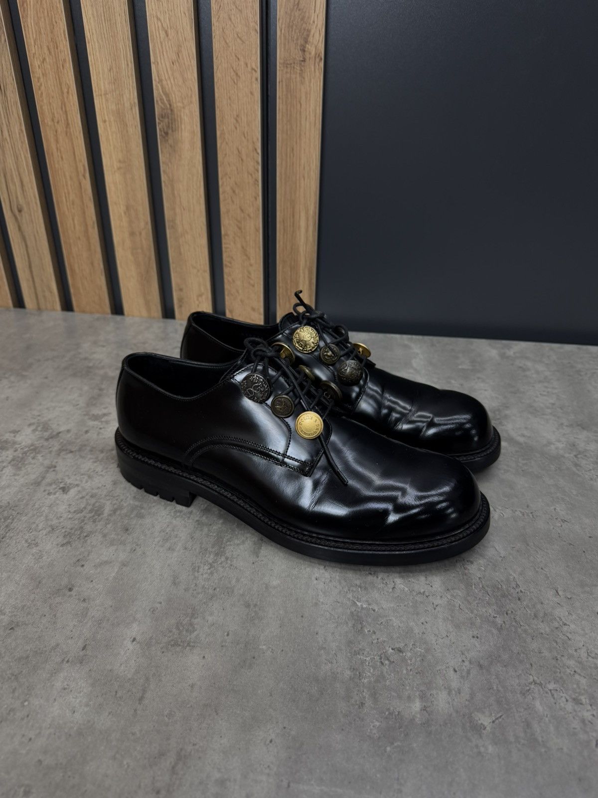 Dolce & Gabbana Dolce & Gabbana Black Leather Derby Shoes Size 9 Size US 10 / EU 43 - 2 Thumbnail