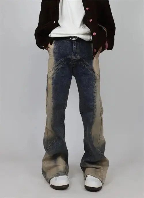 Japanese Brand Men Washable Tie Dyed Flared Baggy Jeans Size US 28 / EU 44 - 1 Thumbnail