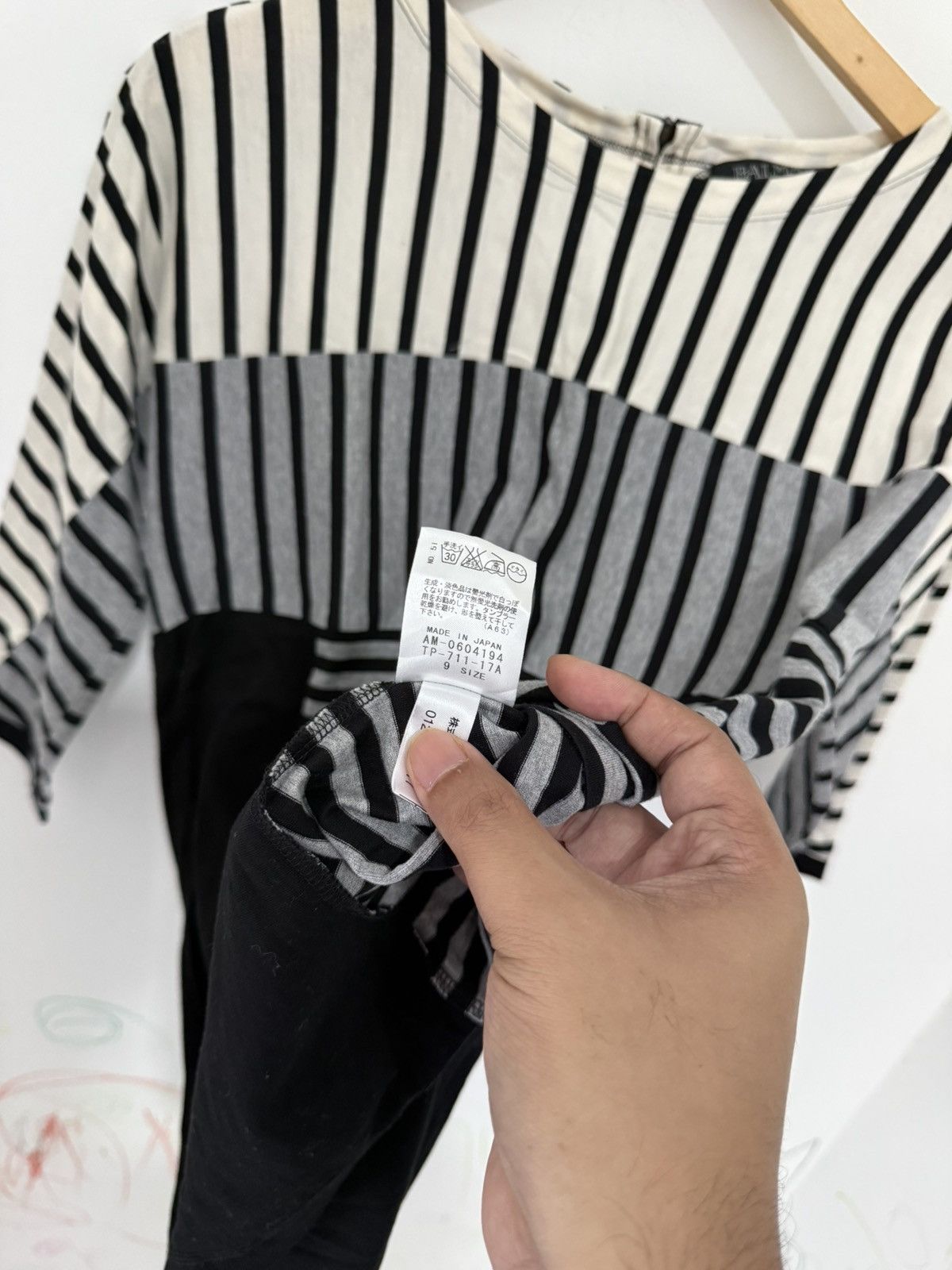 Balmain Vintage Balmain Black White Stripe Longsleeve Shirt Size M / US 6-8 / IT 42-44 - 7 Thumbnail