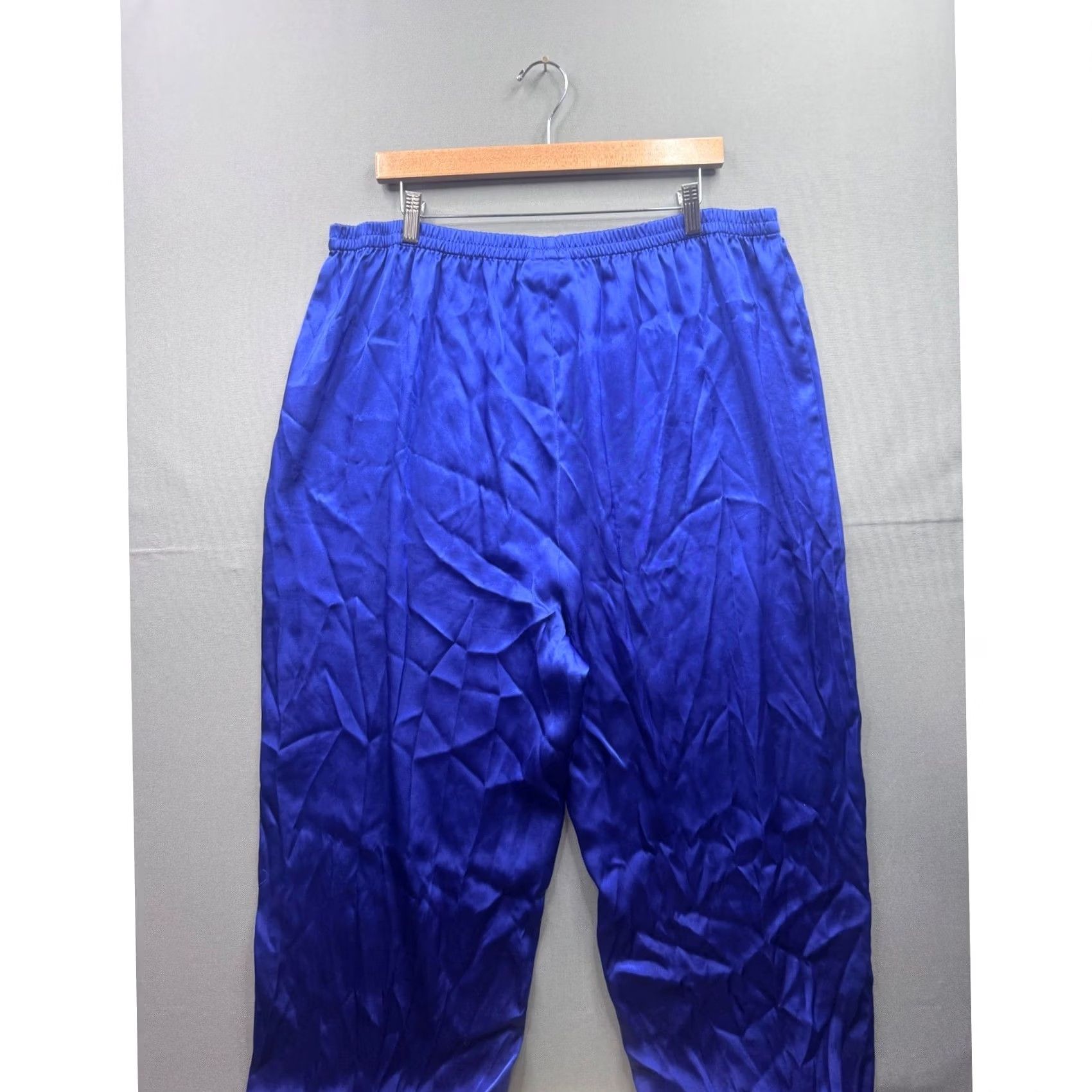 Sol Angeles Solange Pajama Pants Womens Size 14 16 Satin Blue Lounge Sleepwear Size 36" / US 14 / IT 50 - 3 Thumbnail