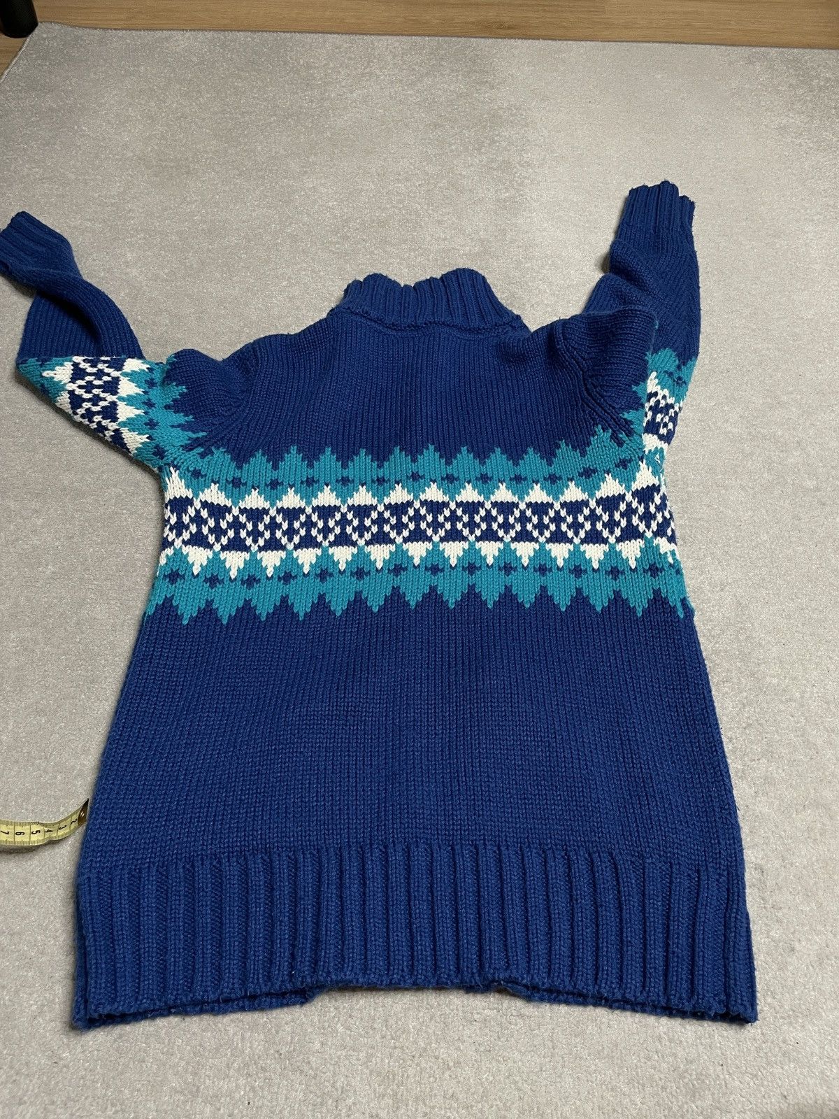 Vintage Vintage Blue Figured Knitwear Jumper Sweater Zip Skulls Size US M / EU 48-50 / 2 - 5 Thumbnail