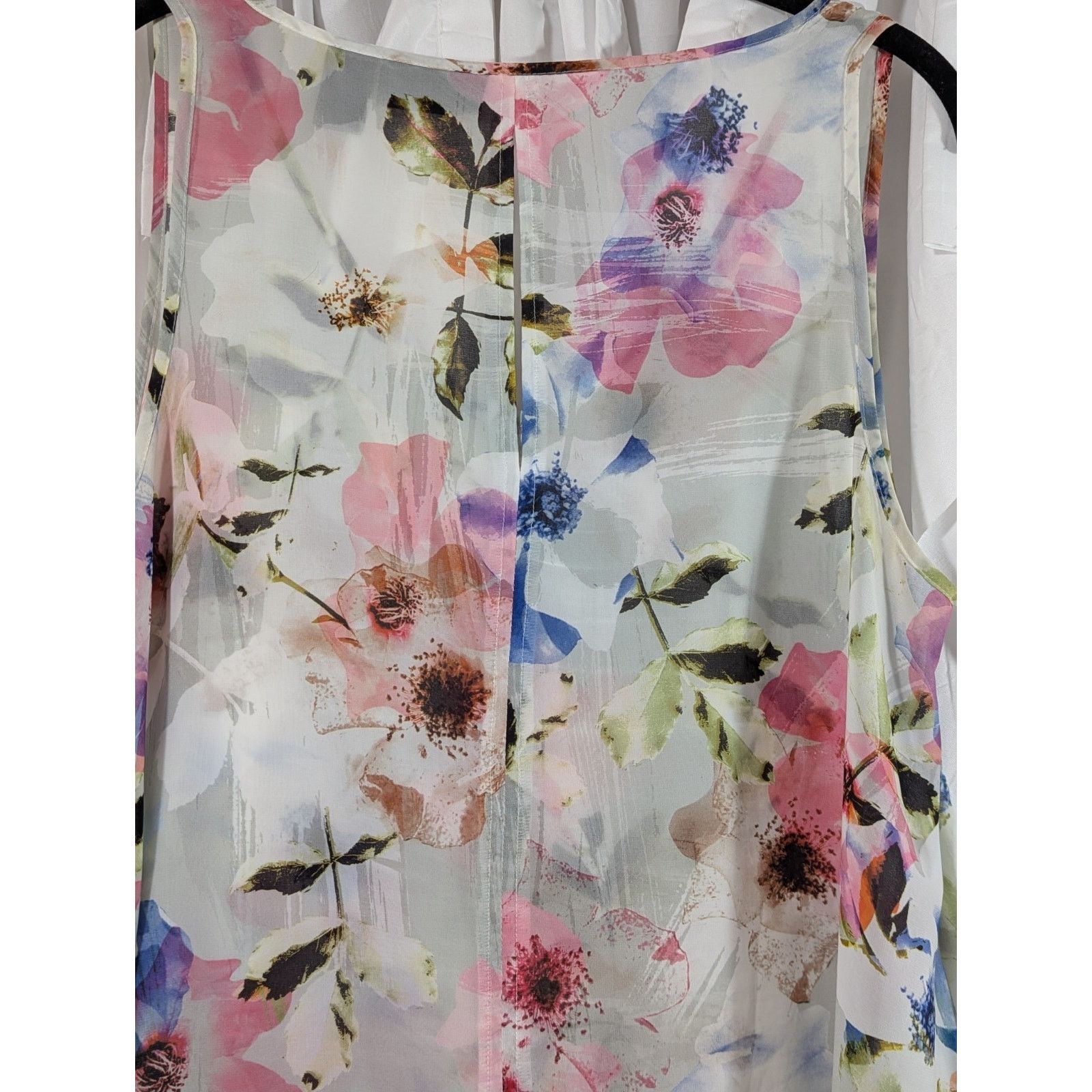 DKNY Sheer Floral V-Neck Shark Bite Hem L Boho Whimsigoth Keyhole Size L / US 10 / IT 46 - 6 Thumbnail